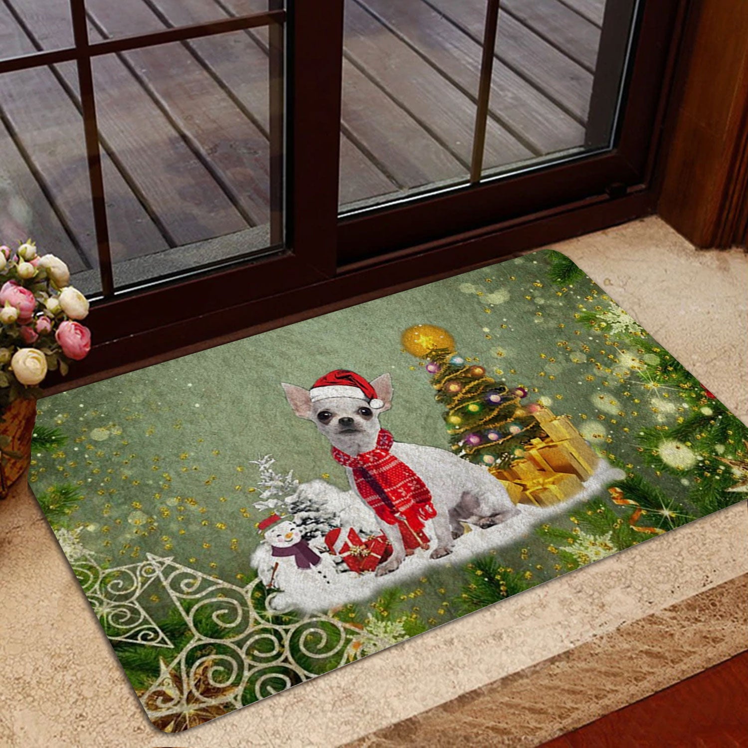 Ohaprints-Doormat-Outdoor-Indoor-Chihuahua-Dog-Merry-Christmas-Snow-Christmas-Tree-Xmas-Holidays-Rubber-Door-Mat-1445-