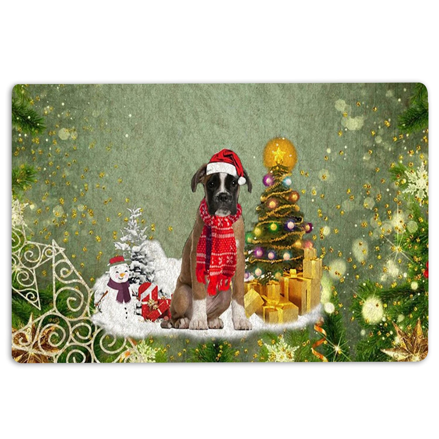 Ohaprints-Doormat-Outdoor-Indoor-Boxer-Dog-Merry-Christmas-Snow-Christmas-Tree-Xmas-Holidays-Rubber-Door-Mat-1446-18'' x 30''