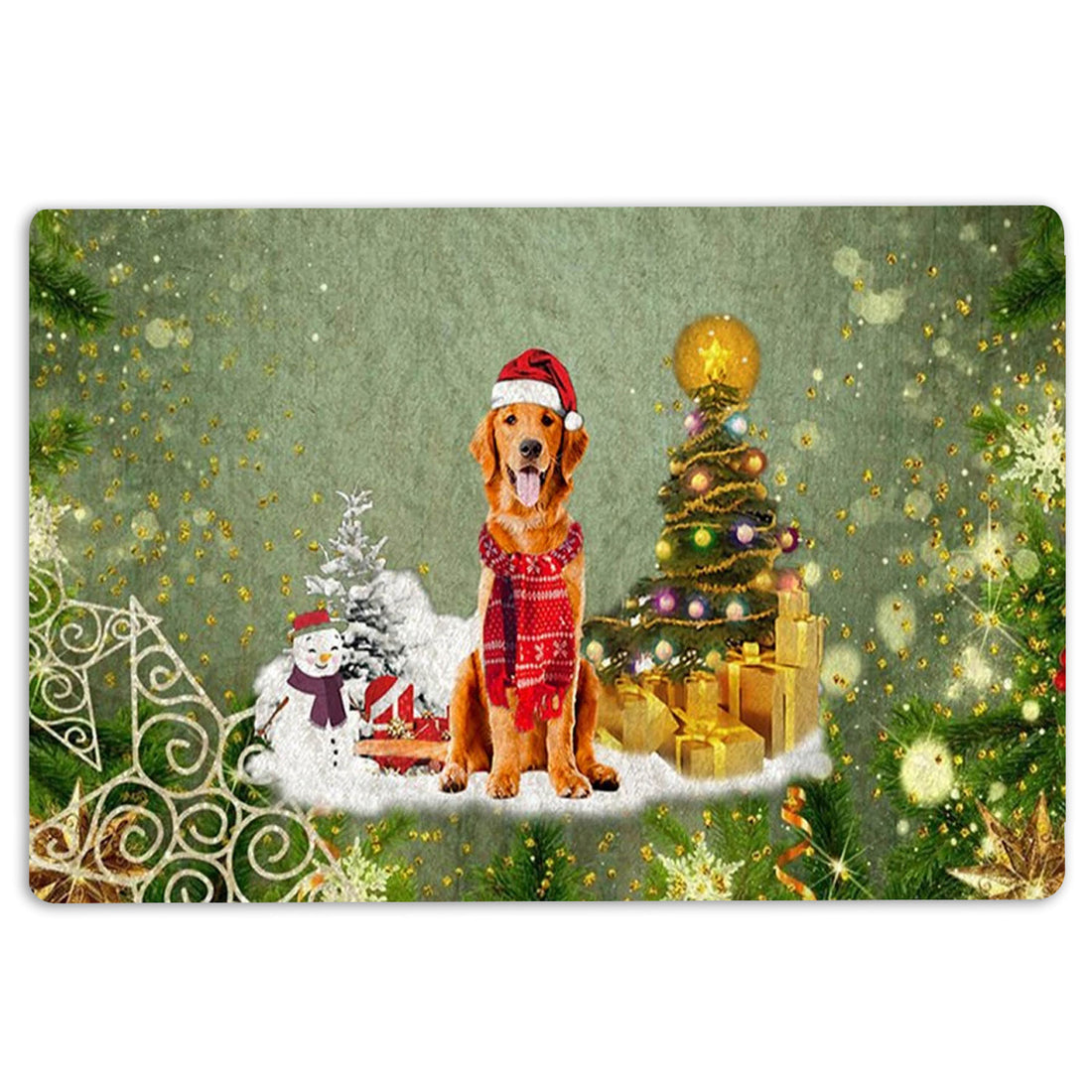 Ohaprints-Doormat-Outdoor-Indoor-Golden-Retriever-Merry-Christmas-Snow-Christmas-Tree-Xmas-Rubber-Door-Mat-1450-18'' x 30''