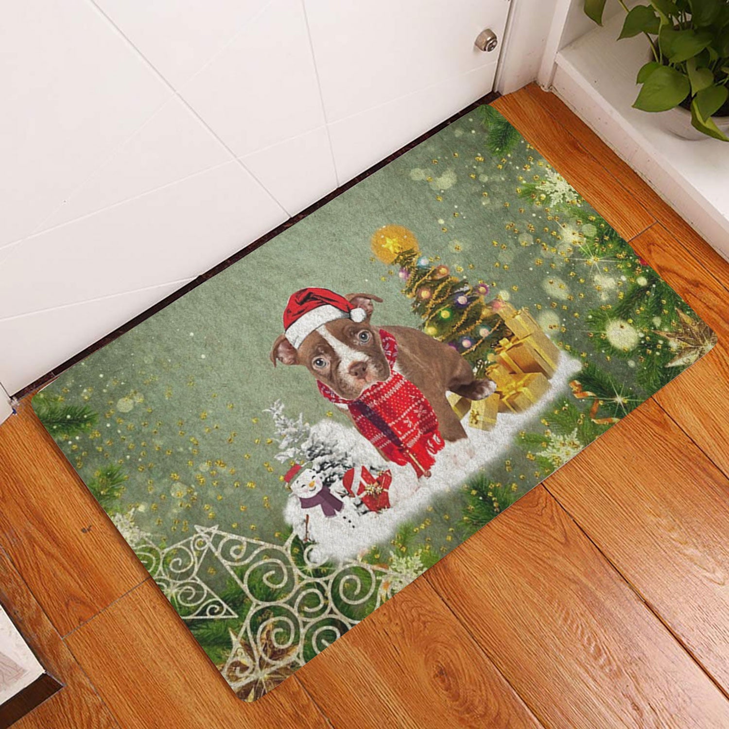 Ohaprints-Doormat-Outdoor-Indoor-Boston-Terrier-Merry-Christmas-Snow-Christmas-Tree-Xmas-Holiday-Rubber-Door-Mat-1451-