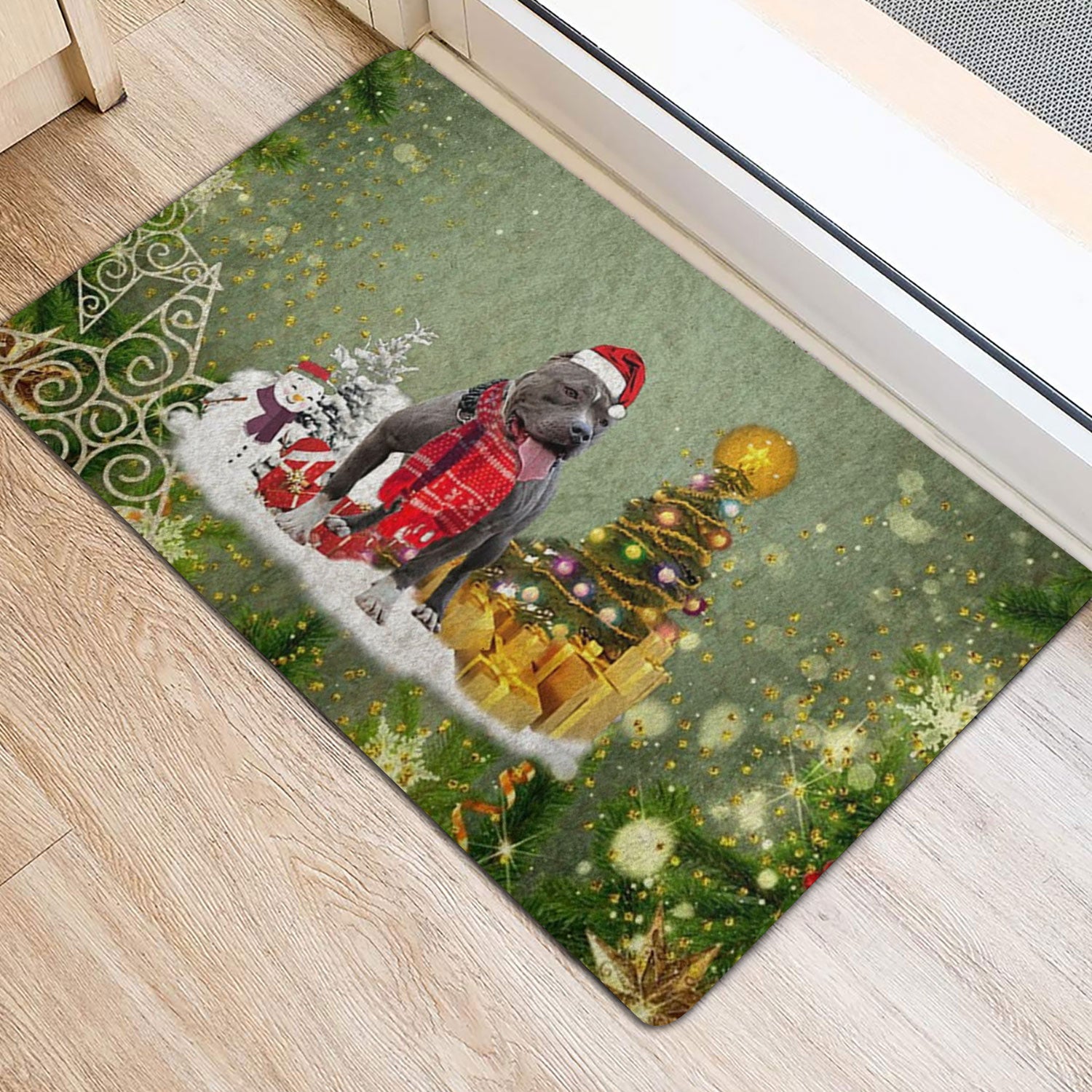 Ohaprints-Doormat-Outdoor-Indoor-American-Bully-Merry-Christmas-Snow-Christmas-Tree-Xmas-Holidays-Rubber-Door-Mat-1454-