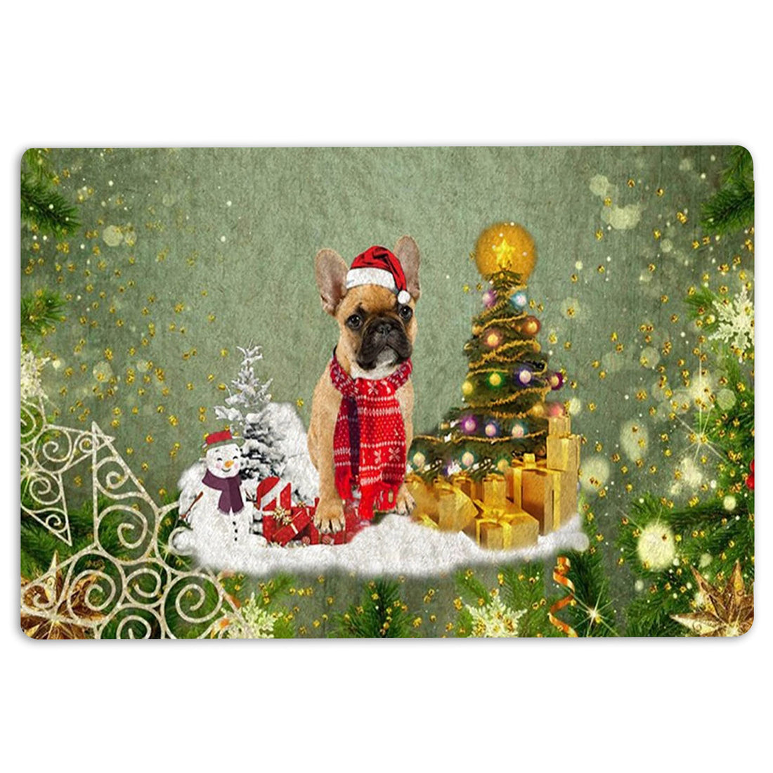 Ohaprints-Doormat-Outdoor-Indoor-French-Bulldog-Merry-Christmas-Snow-Christmas-Tree-Xmas-Holiday-Rubber-Door-Mat-1461-18'' x 30''