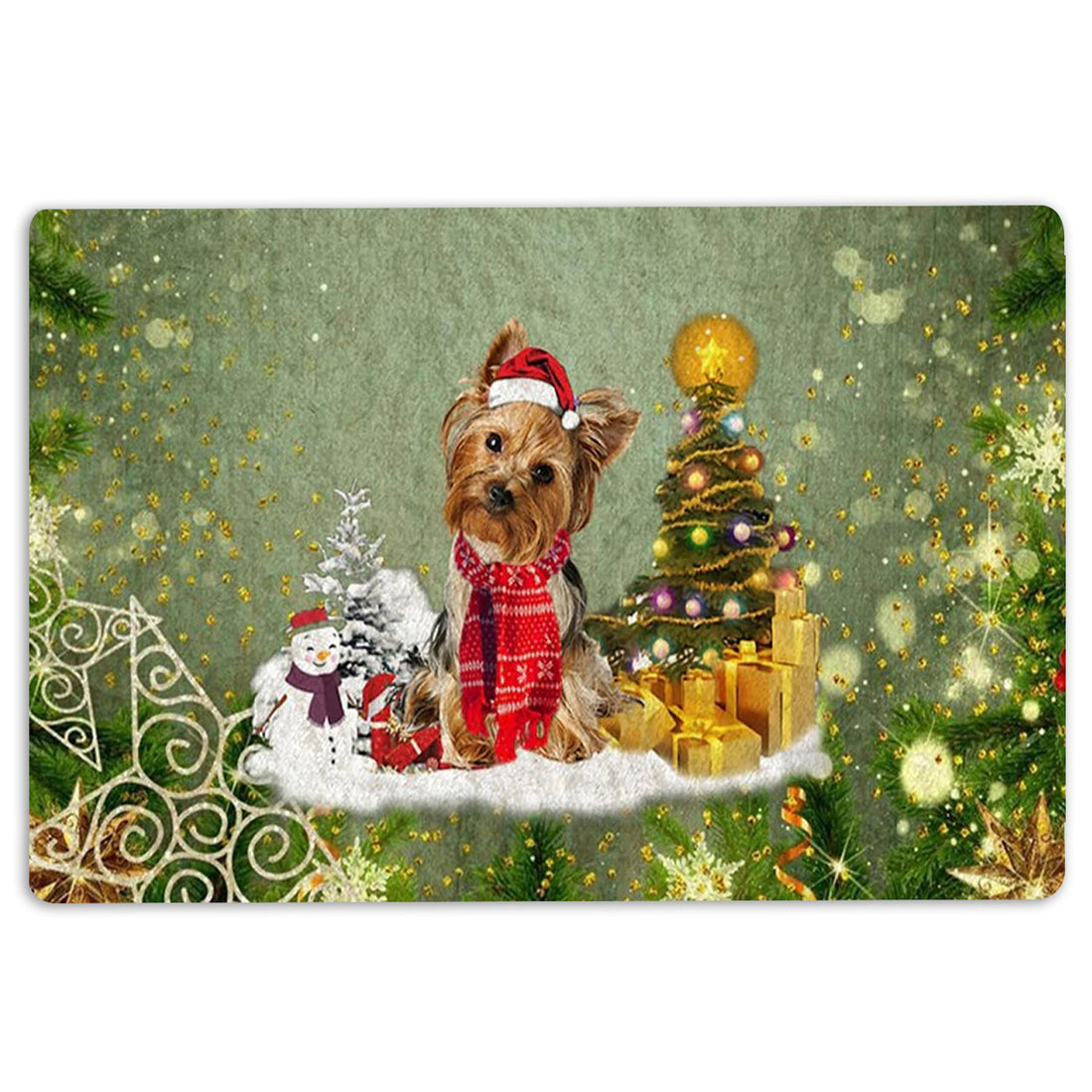 Ohaprints-Doormat-Outdoor-Indoor-Yorkshire-Terrier-Merry-Christmas-Snow-Christmas-Tree-Xmas-Rubber-Door-Mat-1465-18'' x 30''