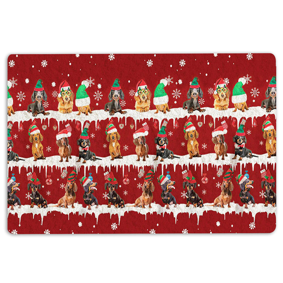 Ohaprints-Doormat-Outdoor-Indoor-Dachshund-Merry-Christmas-Snowflake-Christmas-Tree-Rubber-Door-Mat-1470-18'' x 30''