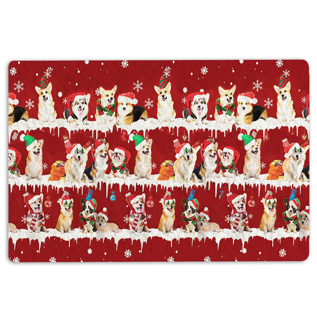 Ohaprints-Doormat-Outdoor-Indoor-Corgi-Merry-Christmas-Snowflake-Christmas-Tree-Rubber-Door-Mat-1471-18'' x 30''