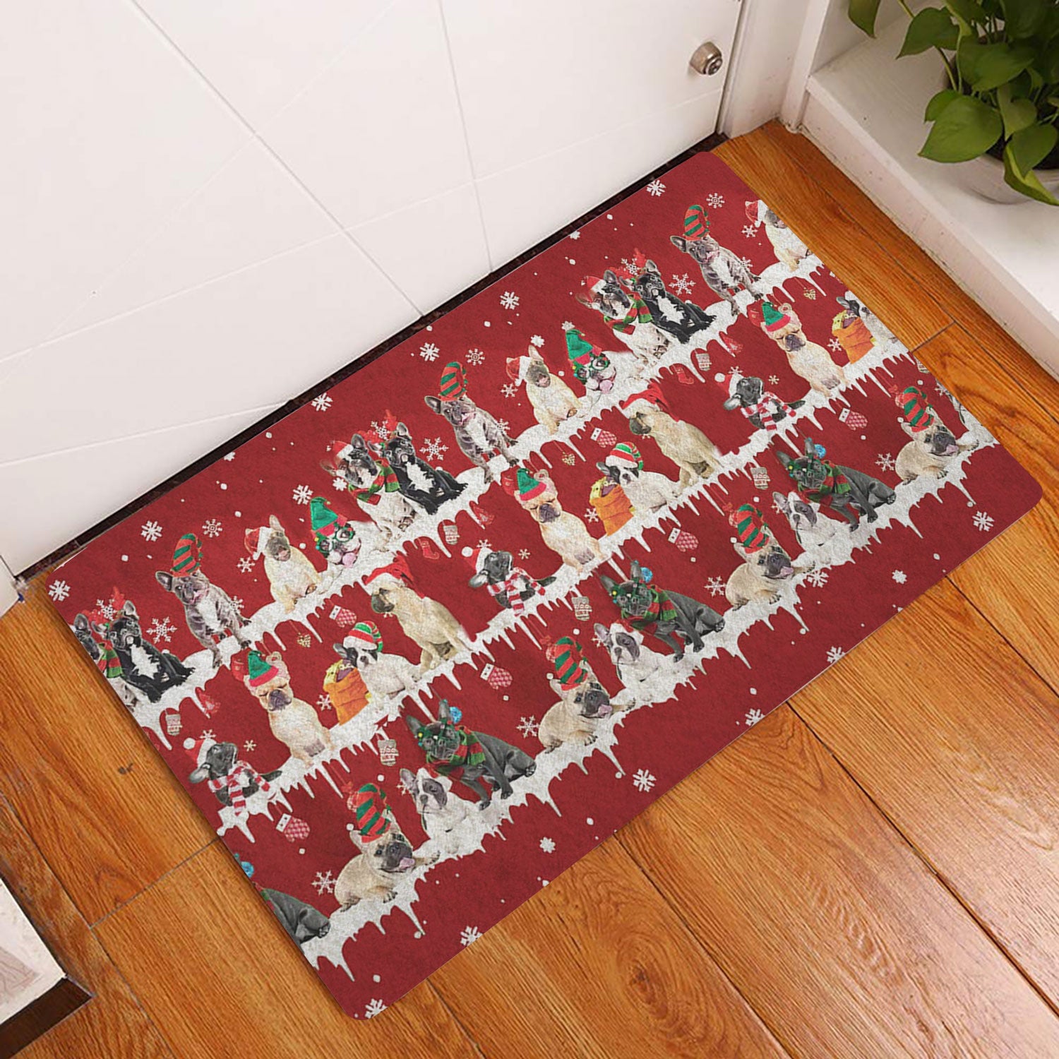 Ohaprints-Doormat-Outdoor-Indoor-French-Bulldog-Merry-Christmas-Snowflake-Christmas-Tree-Rubber-Door-Mat-1477-