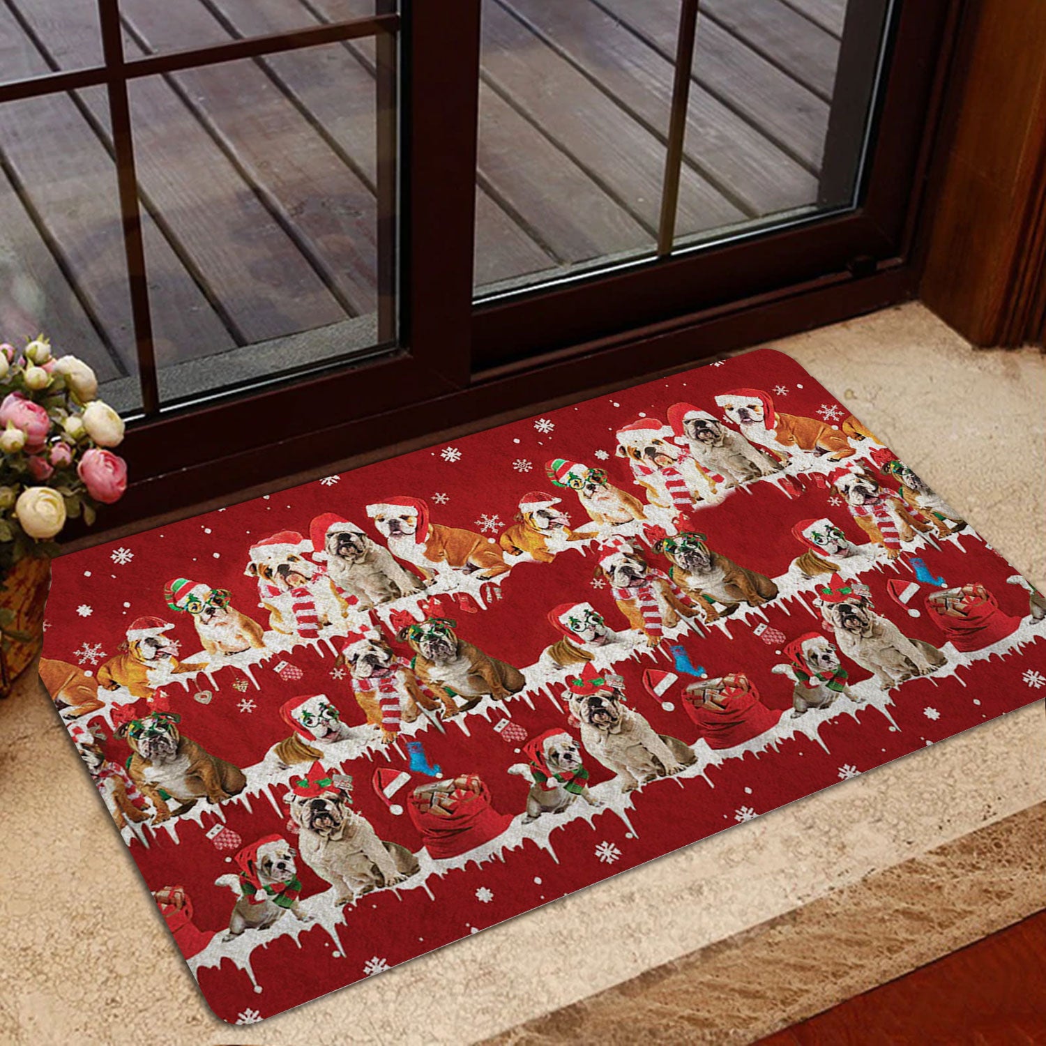 Ohaprints-Doormat-Outdoor-Indoor-English-Bulldog-Merry-Christmas-Snowflake-Christmas-Tree-Rubber-Door-Mat-1478-