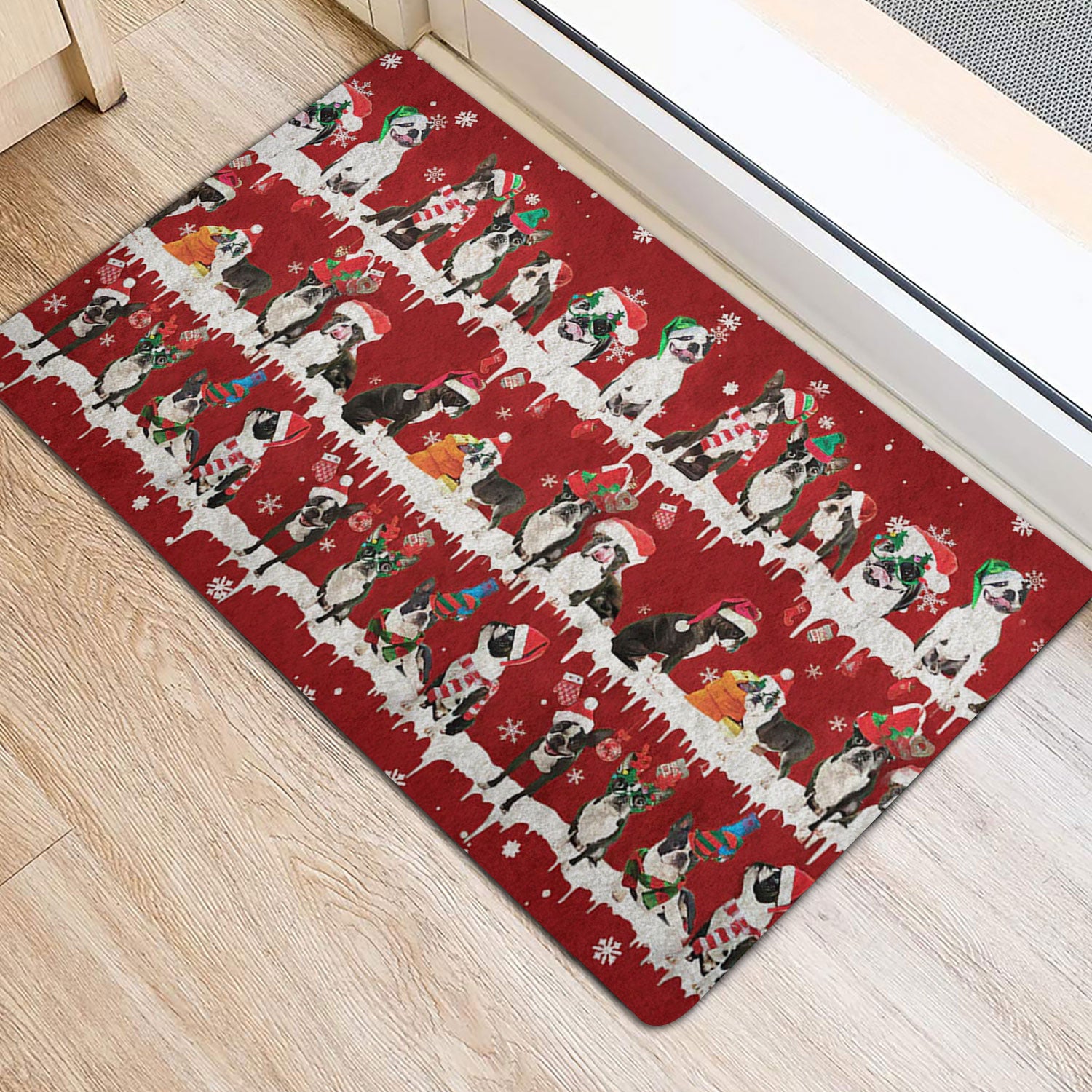 Ohaprints-Doormat-Outdoor-Indoor-Boston-Terrier-Merry-Christmas-Snowflake-Christmas-Tree-Rubber-Door-Mat-1479-