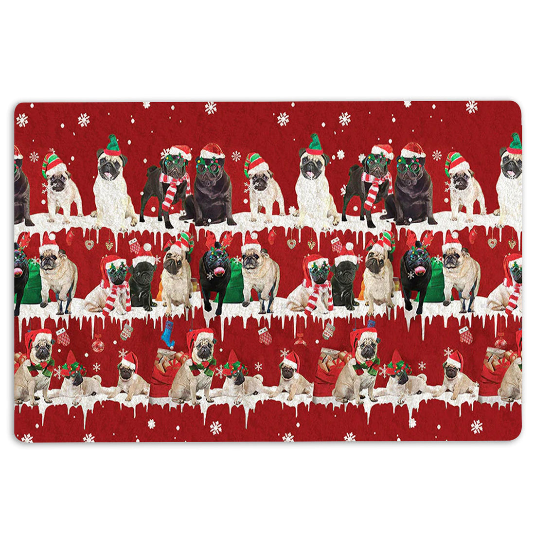 Ohaprints-Doormat-Outdoor-Indoor-Pug-Merry-Christmas-Snowflake-Christmas-Tree-Rubber-Door-Mat-1484-18'' x 30''