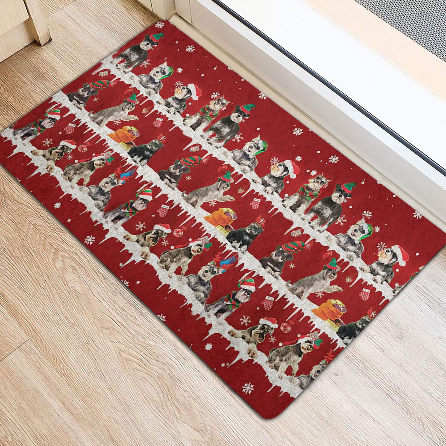 Ohaprints-Doormat-Outdoor-Indoor-Schnauzer-Merry-Christmas-Snowflake-Christmas-Tree-Rubber-Door-Mat-1485-