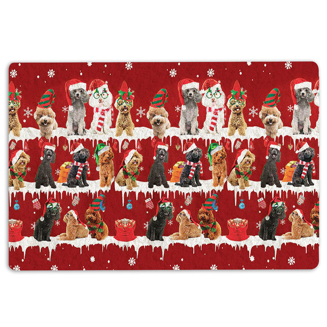 Ohaprints-Doormat-Outdoor-Indoor-Poodle-Merry-Christmas-Snowflake-Christmas-Tree-Rubber-Door-Mat-1486-18'' x 30''