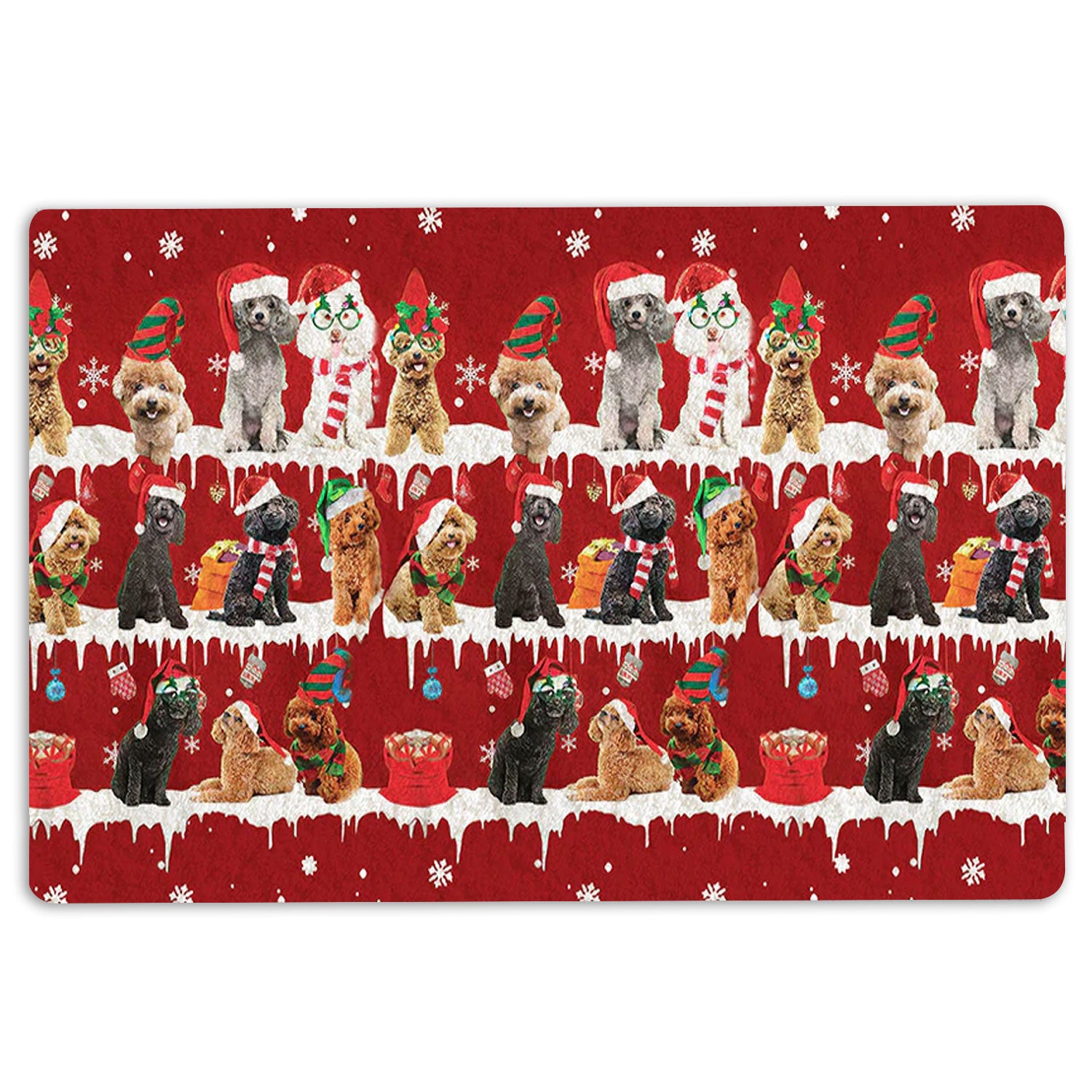 Ohaprints-Doormat-Outdoor-Indoor-Poodle-Merry-Christmas-Snowflake-Christmas-Tree-Rubber-Door-Mat-1486-18'' x 30''