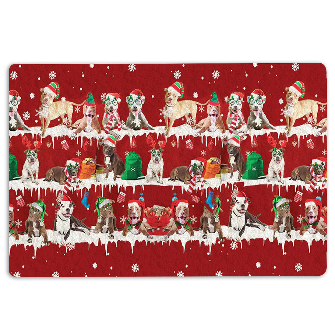 Ohaprints-Doormat-Outdoor-Indoor-Pitbull-Merry-Christmas-Snowflake-Christmas-Tree-Rubber-Door-Mat-1487-18'' x 30''