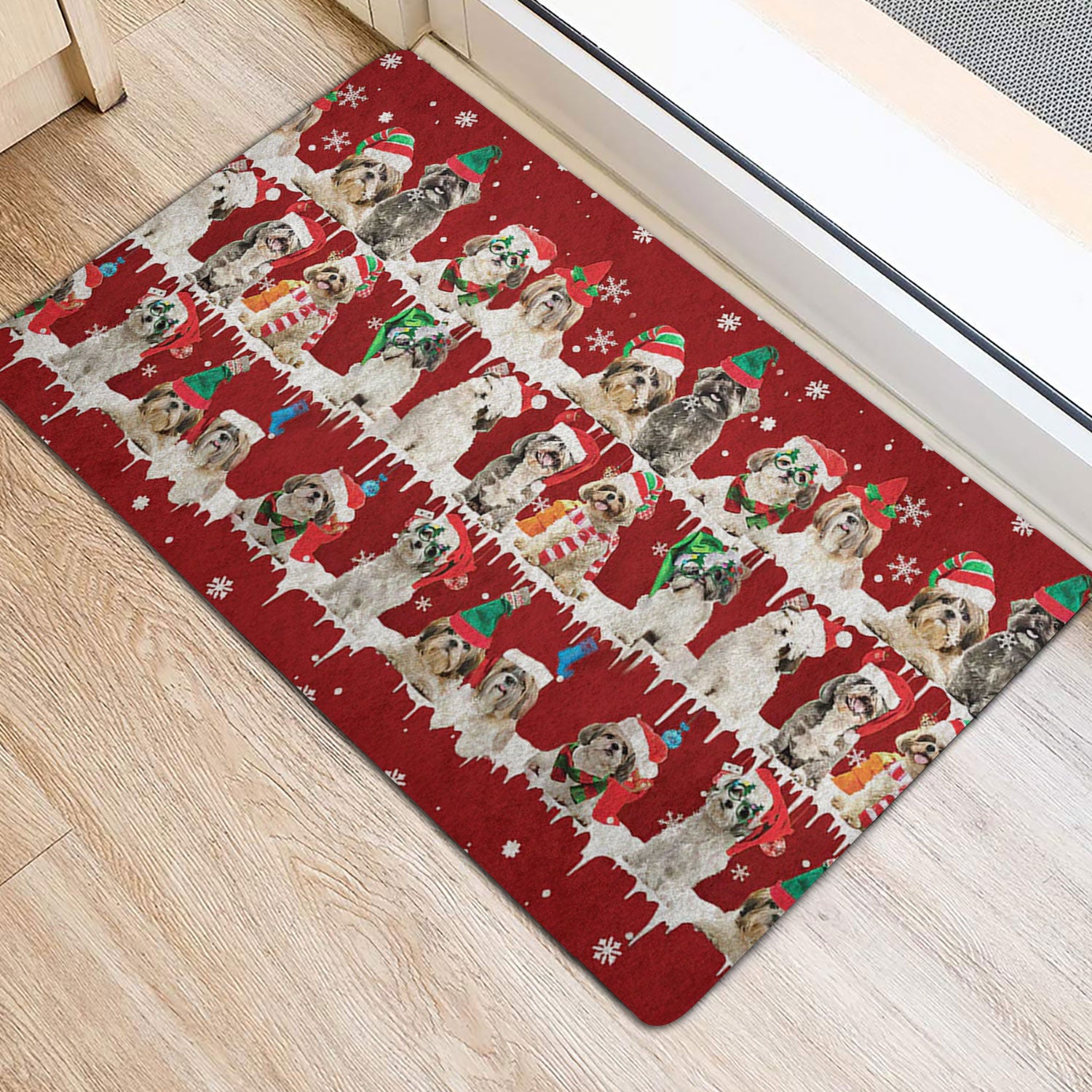 Ohaprints-Doormat-Outdoor-Indoor-Shih-Tzu-Shitzu-Merry-Christmas-Snowflake-Christmas-Tree-Rubber-Door-Mat-1488-