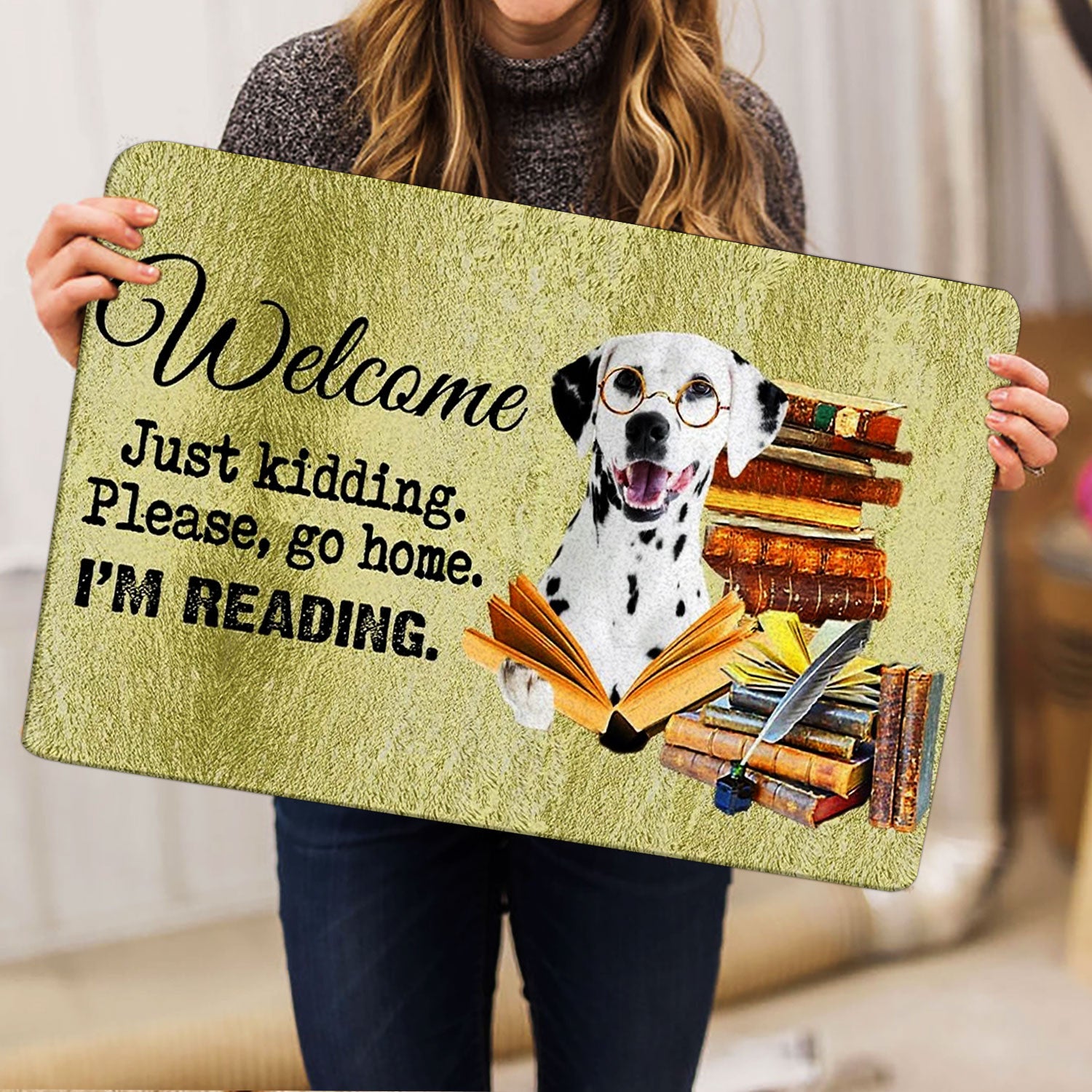 Ohaprints-Doormat-Outdoor-Indoor-Dalmatian-Dog-And-Book-Please-Go-Home-I'M-Reading-Rubber-Door-Mat-1498-