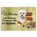 Ohaprints-Doormat-Outdoor-Indoor-Maltese-Dog-And-Book-Please-Go-Home-I'M-Reading-Rubber-Door-Mat-1502-18'' x 30''