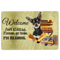 Ohaprints-Doormat-Outdoor-Indoor-Black-And-Tan-Dog-And-Book-Please-Go-Home-I'M-Reading-Rubber-Door-Mat-1503-18'' x 30''