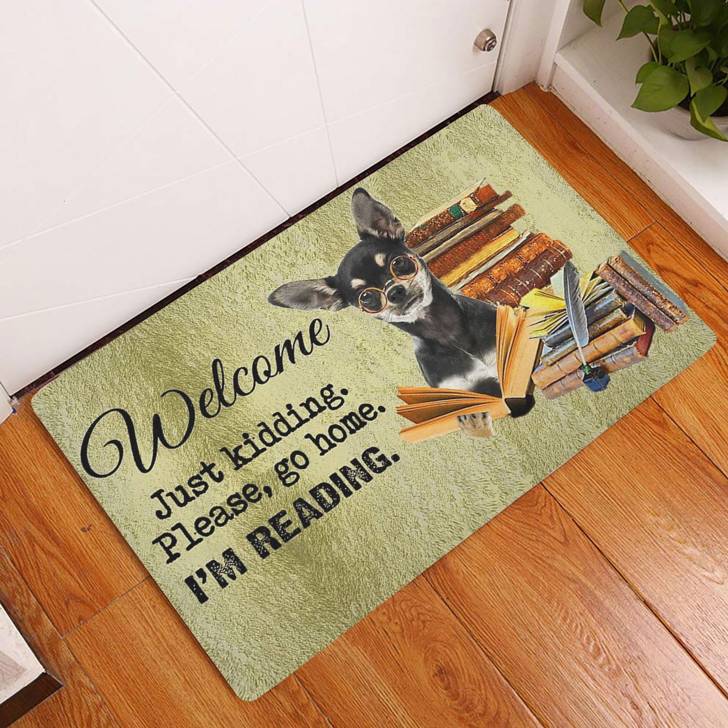 Ohaprints-Doormat-Outdoor-Indoor-Black-And-Tan-Dog-And-Book-Please-Go-Home-I'M-Reading-Rubber-Door-Mat-1503-