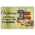 Ohaprints-Doormat-Outdoor-Indoor-Schnauzer-Dog-And-Book-Please-Go-Home-I'M-Reading-Rubber-Door-Mat-1504-18'' x 30''