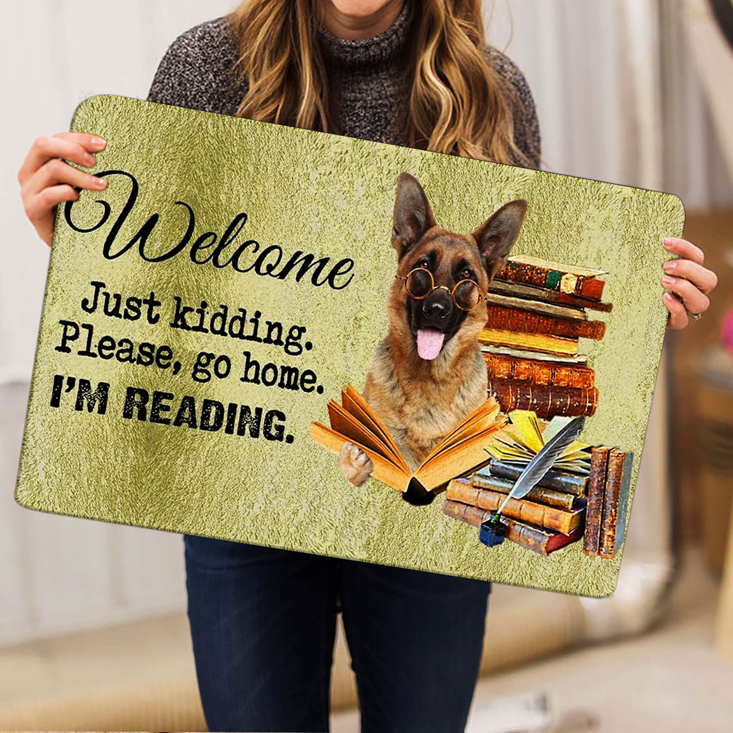 Ohaprints-Doormat-Outdoor-Indoor-German-Shepherd-Dog-And-Book-Please-Go-Home-I'M-Reading-Rubber-Door-Mat-1507-