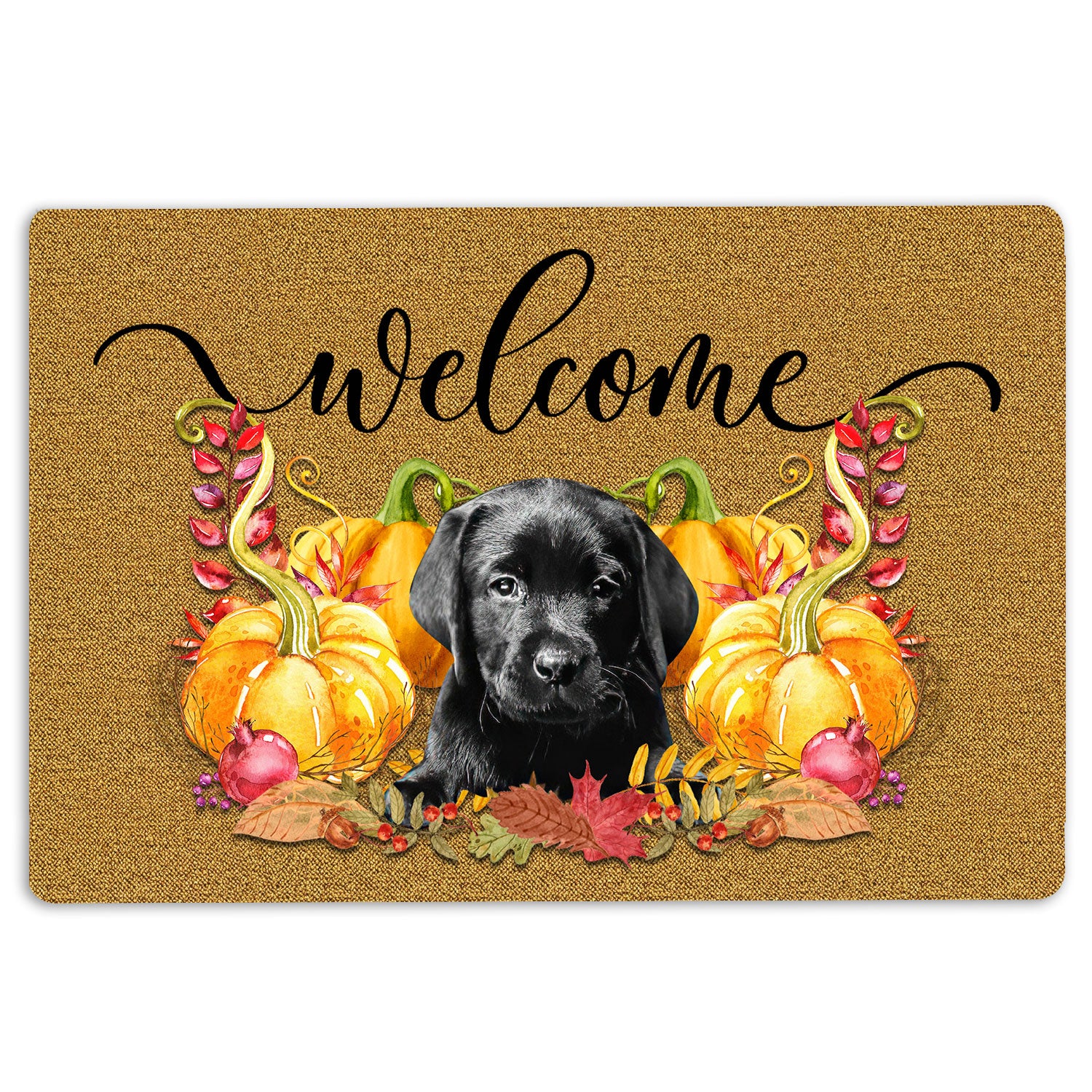 Ohaprints-Doormat-Outdoor-Indoor-Pumpkin-Spice-Black-Labrador-Dog-Welcome-Fall-Autumn-Rubber-Door-Mat-181-18'' x 30''