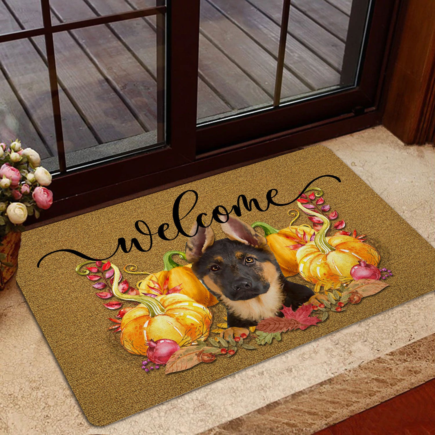 Ohaprints-Doormat-Outdoor-Indoor-Pumpkin-Spice-German-Shepherd-Dog-Welcome-Fall-Autumn-Rubber-Door-Mat-183-