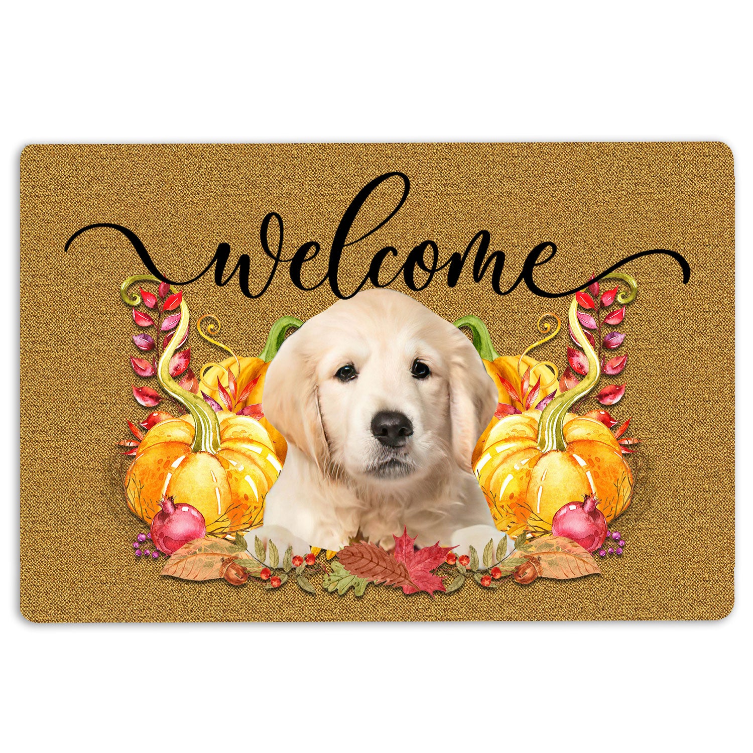 Ohaprints-Doormat-Outdoor-Indoor-Pumpkin-Spice-Yellow-Labrador-Dog-Welcome-Fall-Autumn-Rubber-Door-Mat-184-18'' x 30''