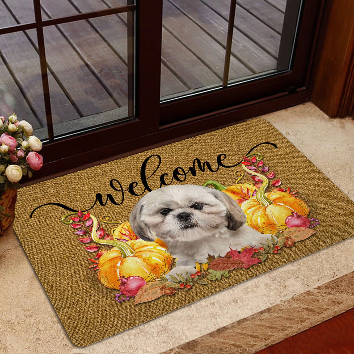 Ohaprints-Doormat-Outdoor-Indoor-Pumpkin-Spice-Shih-Tzu-Dog-Welcome-Fall-Autumn-Rubber-Door-Mat-185-