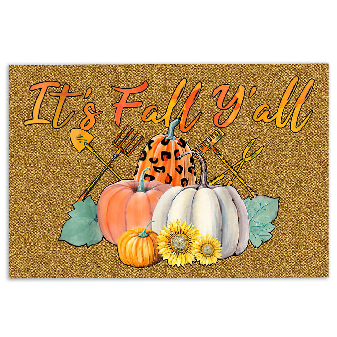 Ohaprints-Doormat-Outdoor-Indoor-It'S-Fall-Y'All-Pumpkim-Plaid-Check-Custom-Personalized-Name-Rubber-Door-Mat-544-18'' x 30''