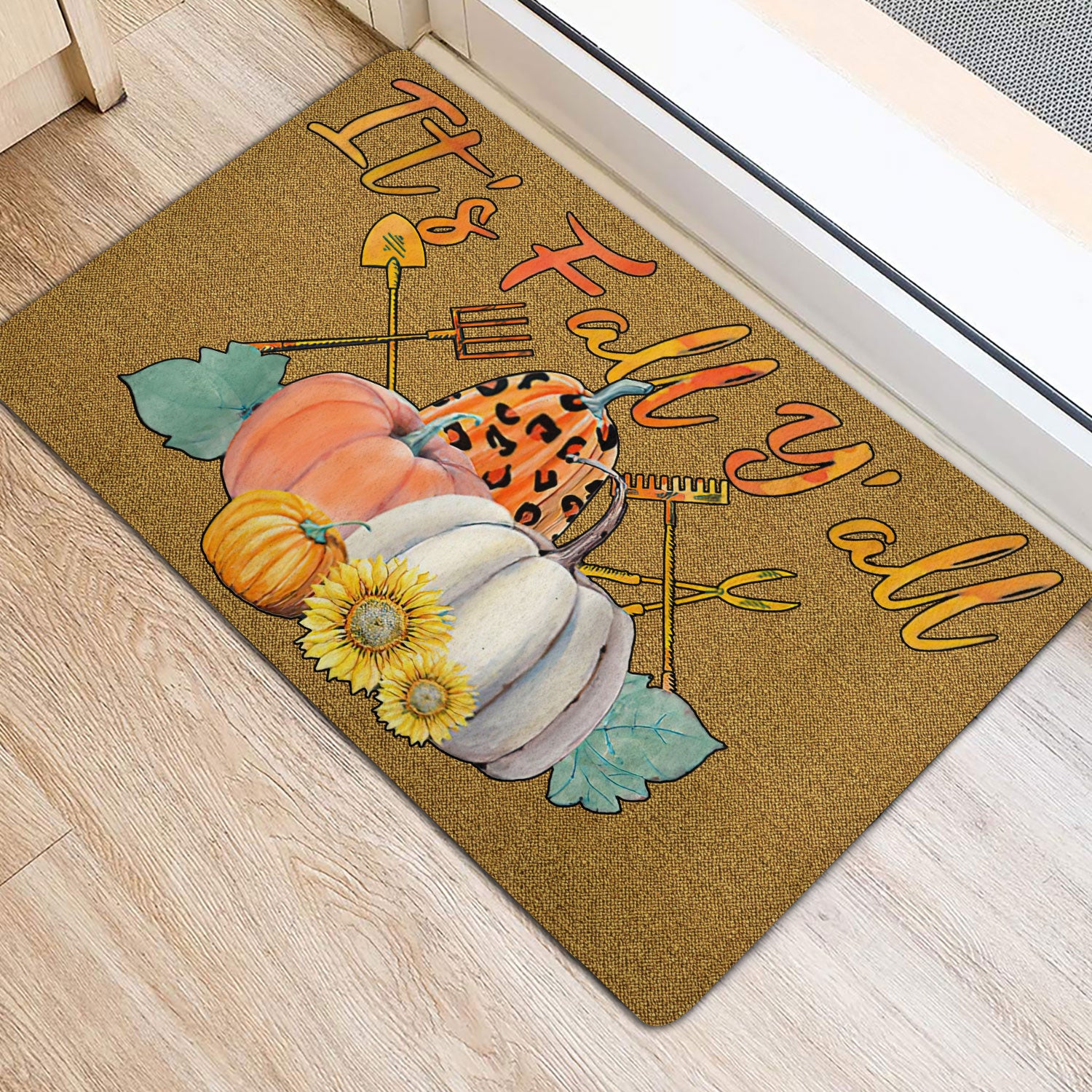 Ohaprints-Doormat-Outdoor-Indoor-It'S-Fall-Y'All-Pumpkim-Plaid-Check-Custom-Personalized-Name-Rubber-Door-Mat-544-