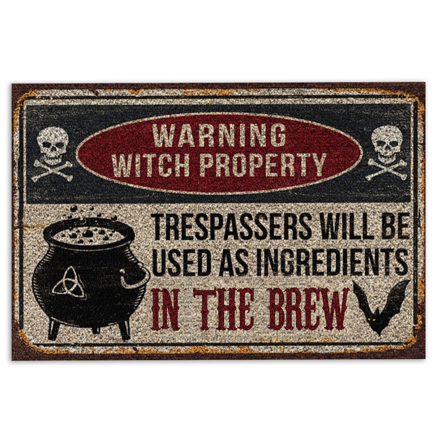 Ohaprints-Doormat-Outdoor-Indoor-Warning-Wicca-Witch-Property-Rubber-Door-Mat-650-18'' x 30''