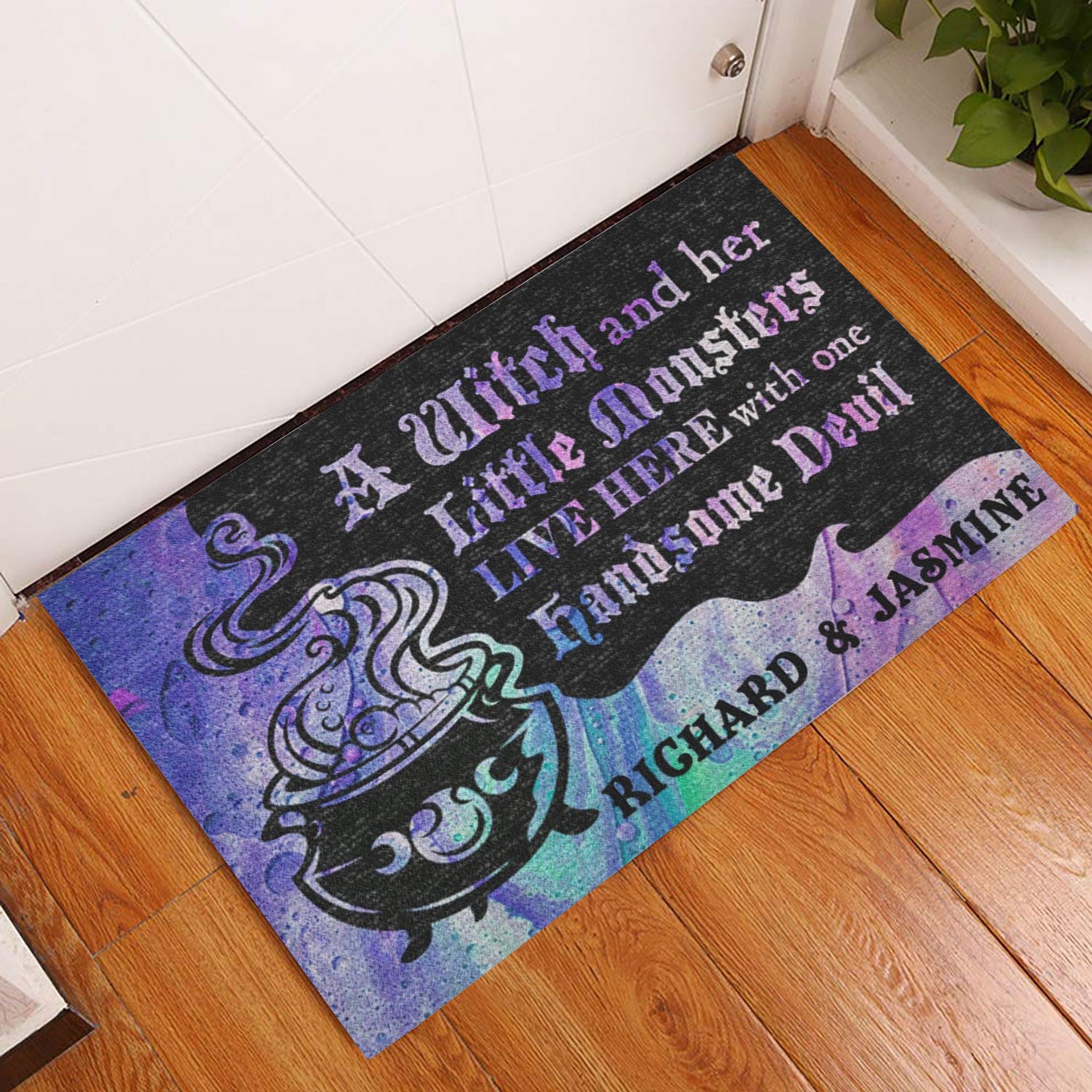 Ohaprints-Doormat-Outdoor-Indoor-A-Witch-And-Her-Little-Monter-Live-Here-Custom-Personalized-Name-Rubber-Door-Mat-652-