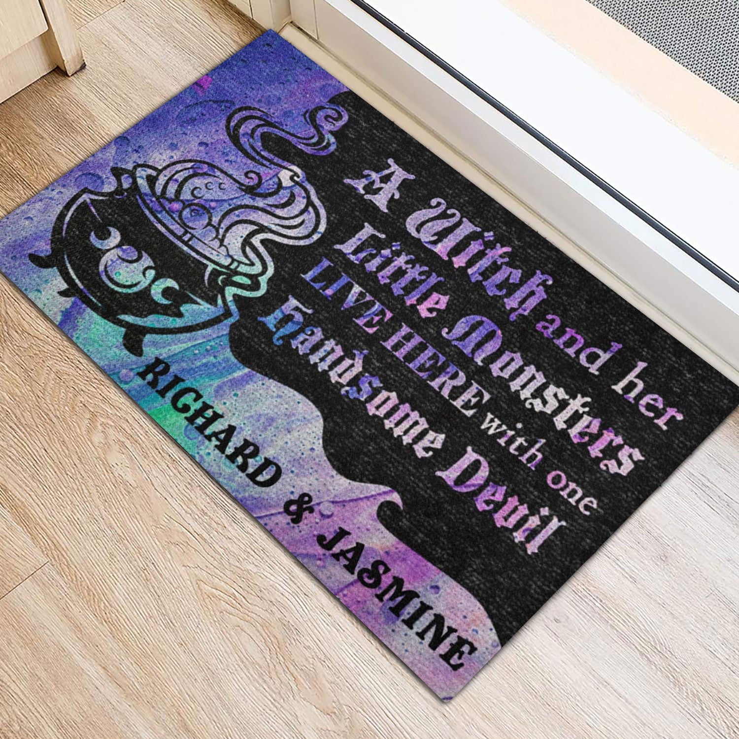 Ohaprints-Doormat-Outdoor-Indoor-A-Witch-And-Her-Little-Monter-Live-Here-Custom-Personalized-Name-Rubber-Door-Mat-652-