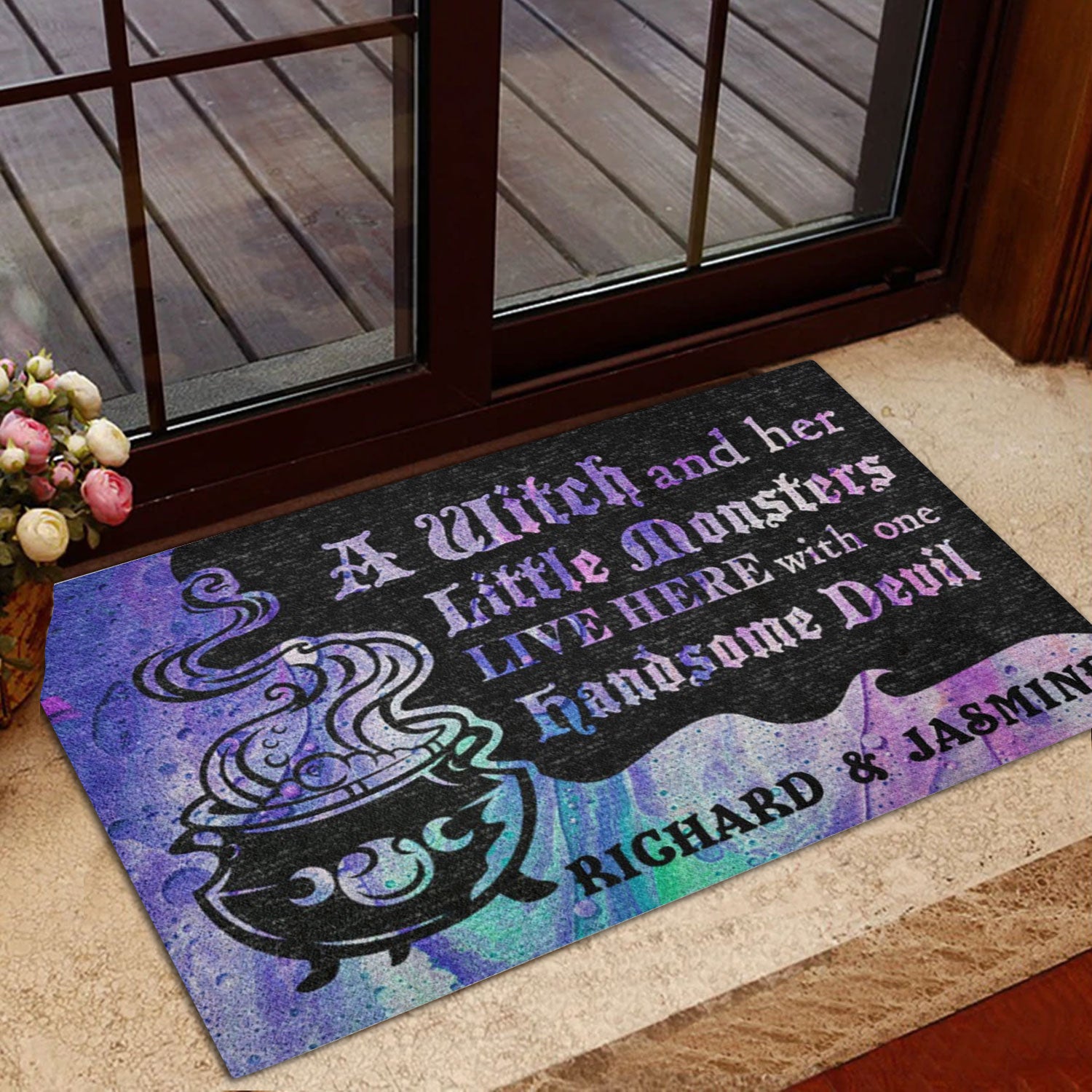 Ohaprints-Doormat-Outdoor-Indoor-A-Witch-And-Her-Little-Monter-Live-Here-Custom-Personalized-Name-Rubber-Door-Mat-652-