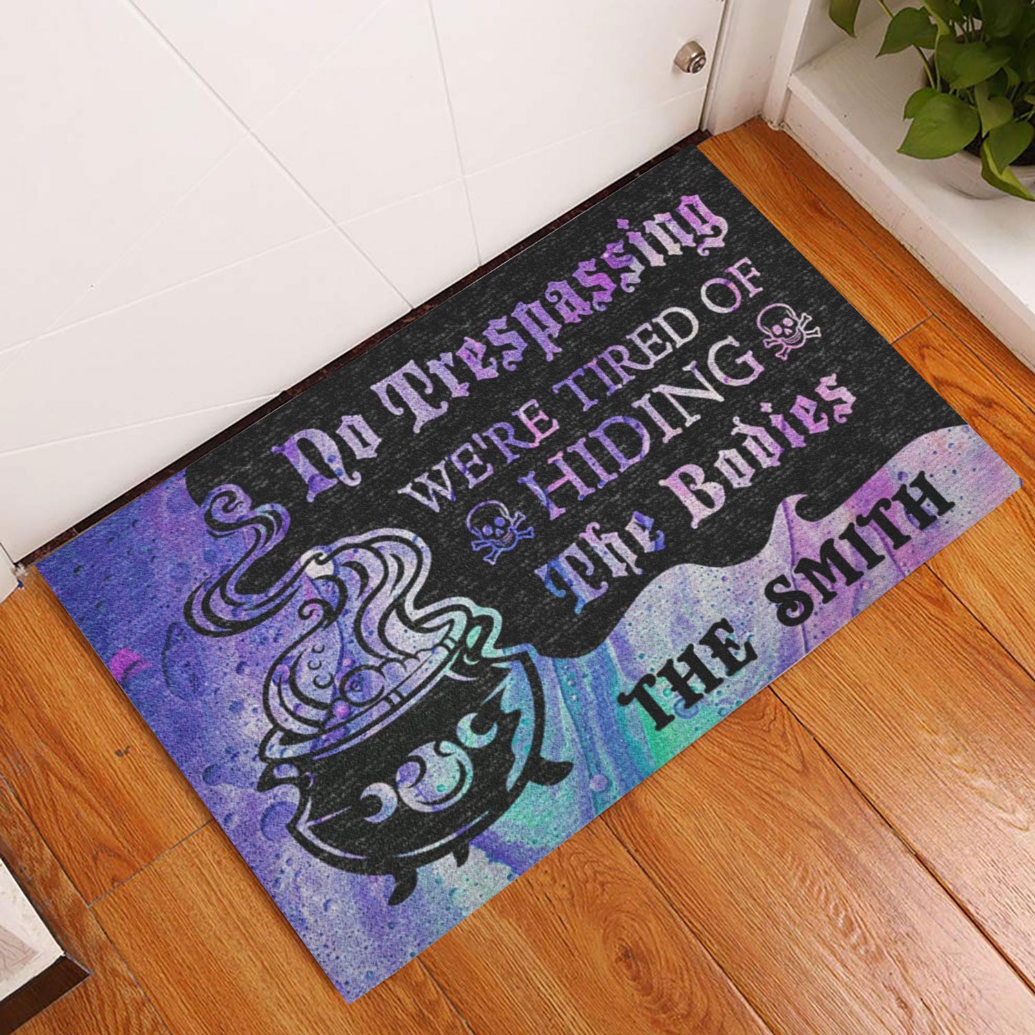 Ohaprints-Doormat-Outdoor-Indoor-Witch-No-Trespassing-Wicca-Witch-Custom-Personalized-Name-Rubber-Door-Mat-654-