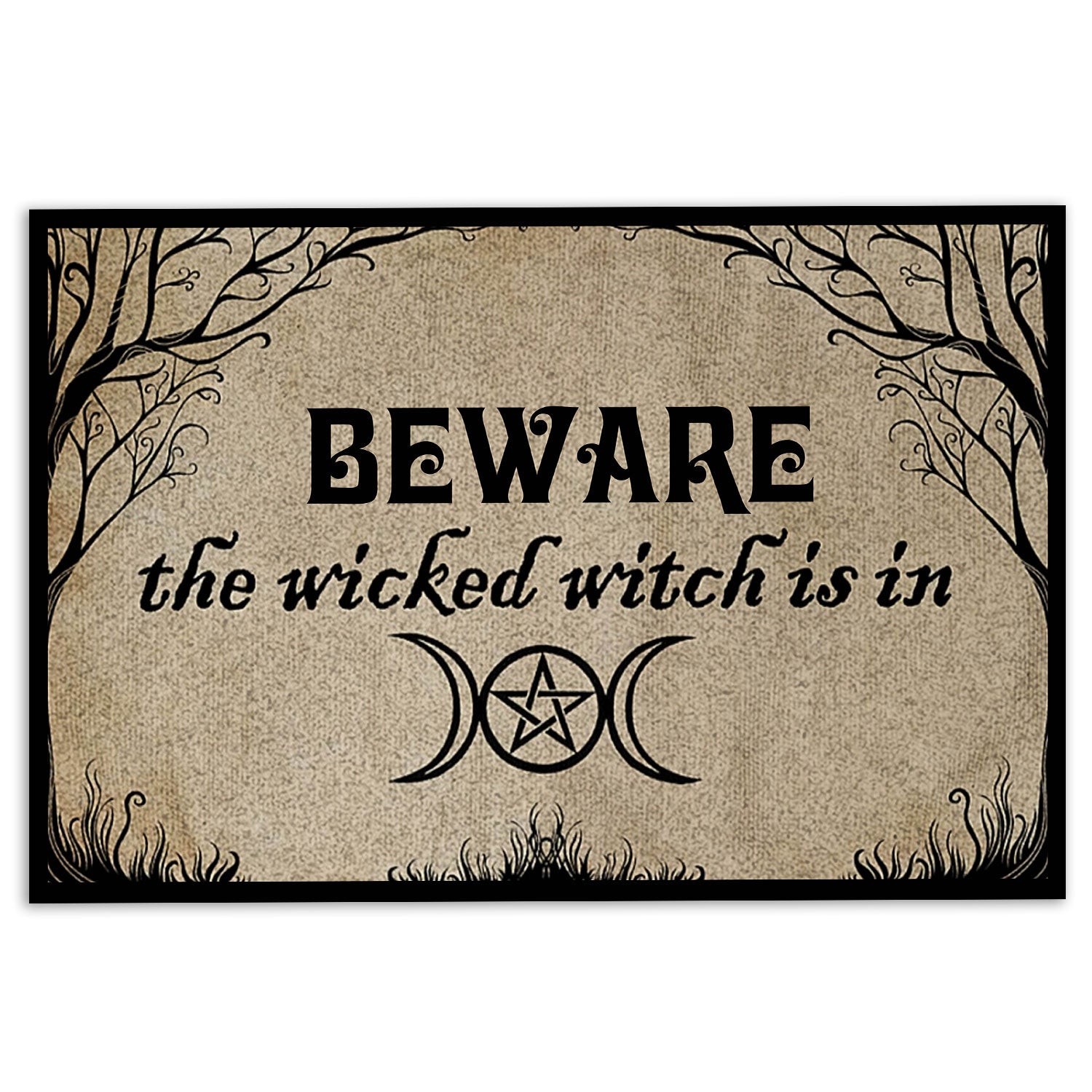 Ohaprints-Doormat-Outdoor-Indoor-Wicca-Witch-Beware-The-Witch-Is-In-Rubber-Door-Mat-659-18'' x 30''