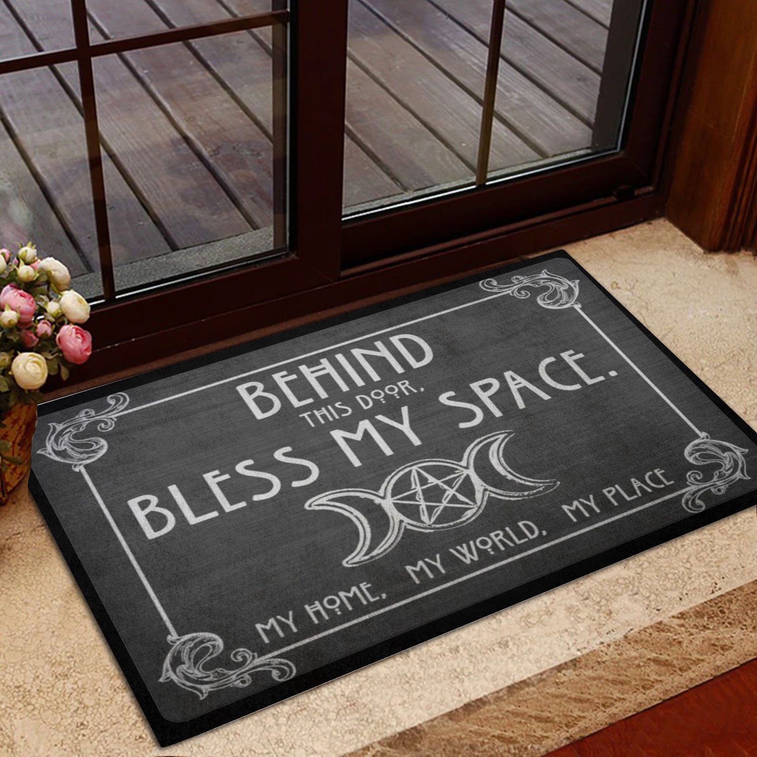 Ohaprints-Doormat-Outdoor-Indoor-Wicca-Witch-Behind-This-Door-Bless-My-Space-Rubber-Door-Mat-661-