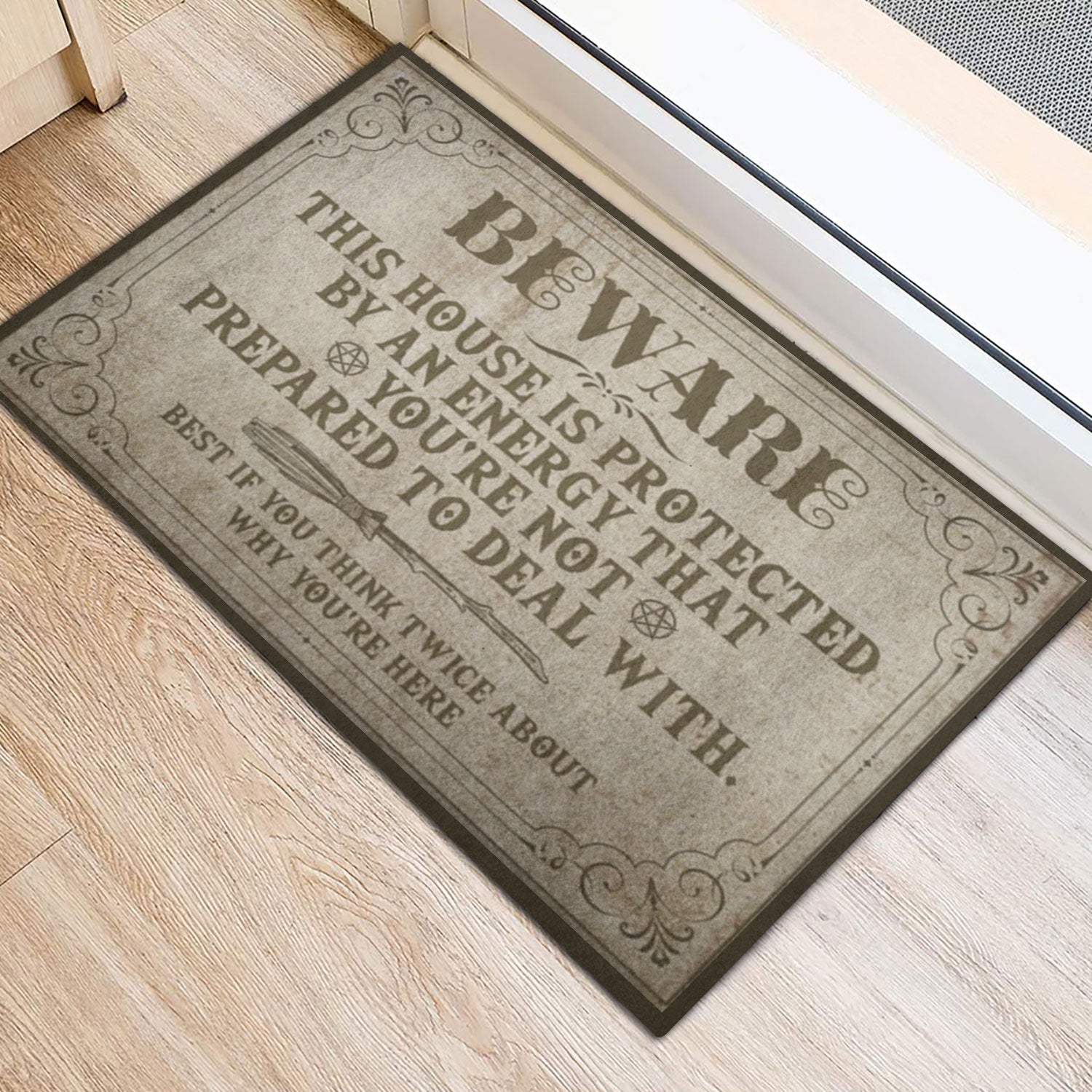 Ohaprints-Doormat-Outdoor-Indoor-Witch-Beware-This-House-Wicca-Witch-Rubber-Door-Mat-662-