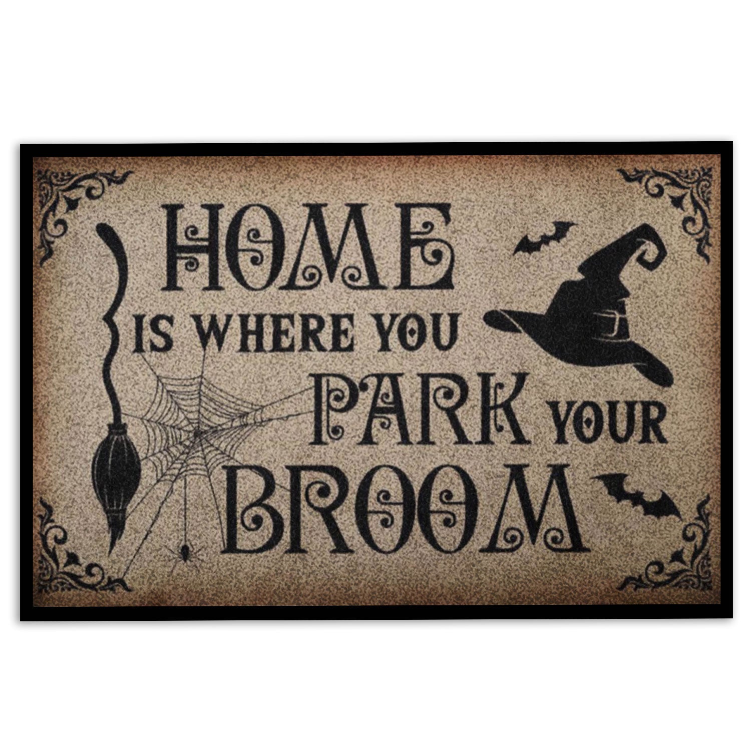 Ohaprints-Doormat-Outdoor-Indoor-Wicca-Witch-Home-Is-Where-You-Park-Your-Broom-Rubber-Door-Mat-666-18'' x 30''