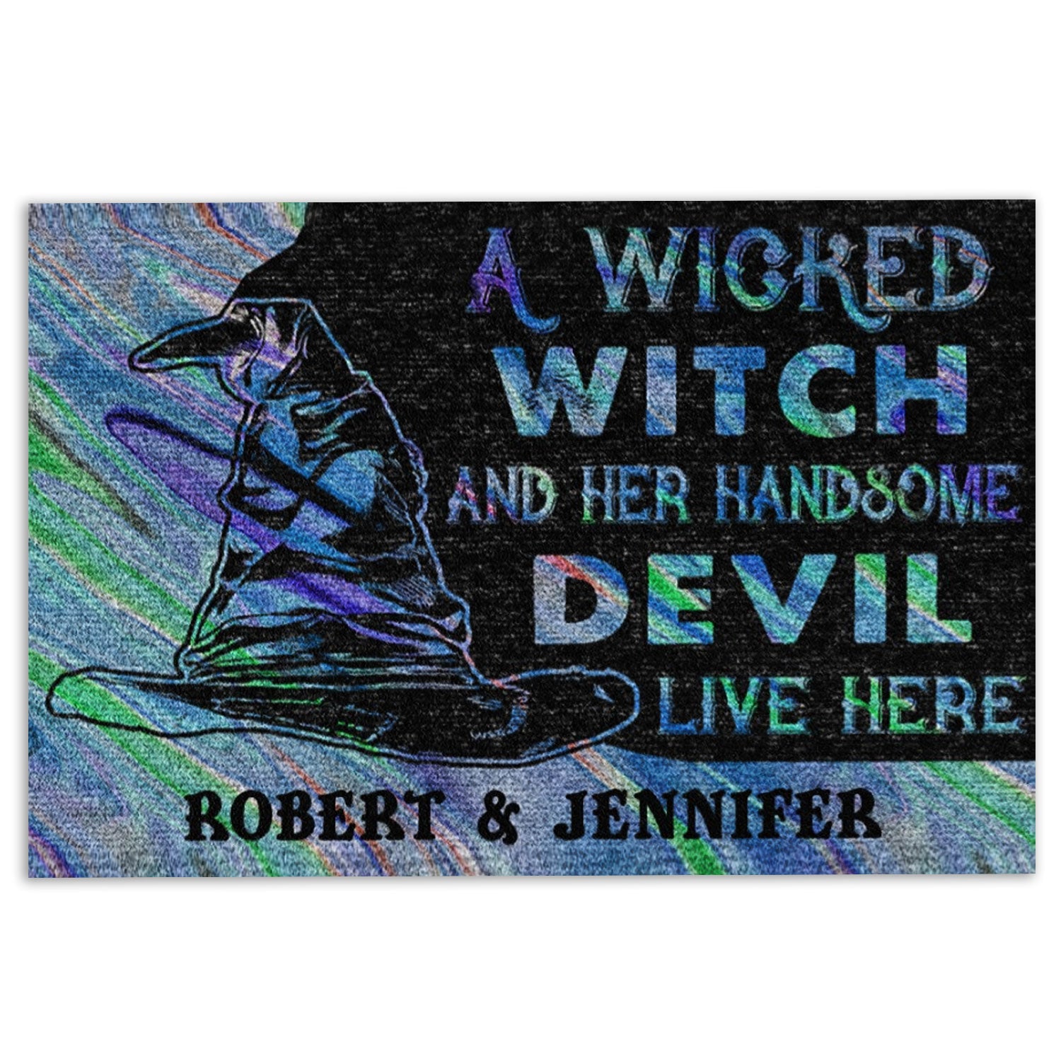 Ohaprints-Doormat-Outdoor-Indoor-A-Witch-Live-Here-Wicca-Wiccan-Custom-Personalized-Name-Rubber-Door-Mat-673-18'' x 30''