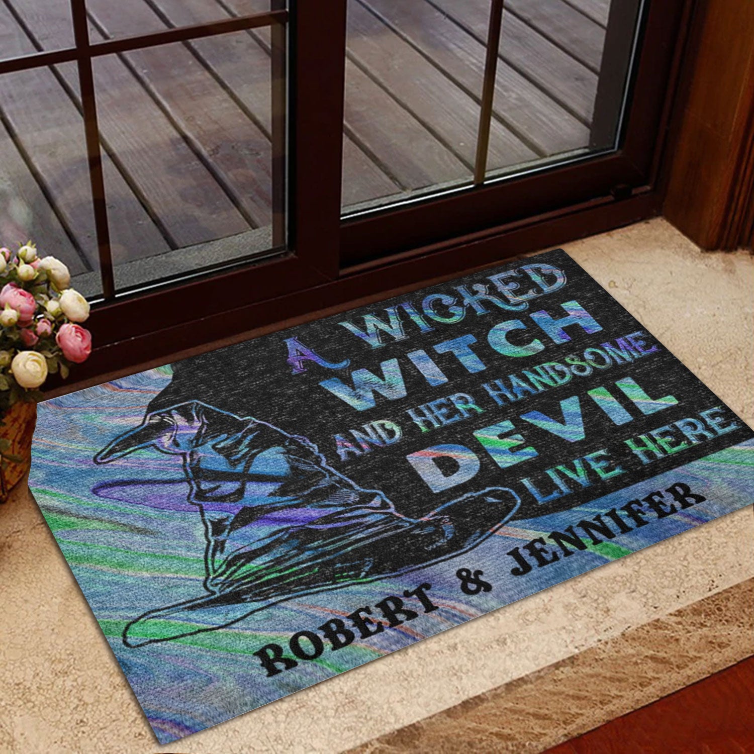 Ohaprints-Doormat-Outdoor-Indoor-A-Witch-Live-Here-Wicca-Wiccan-Custom-Personalized-Name-Rubber-Door-Mat-673-