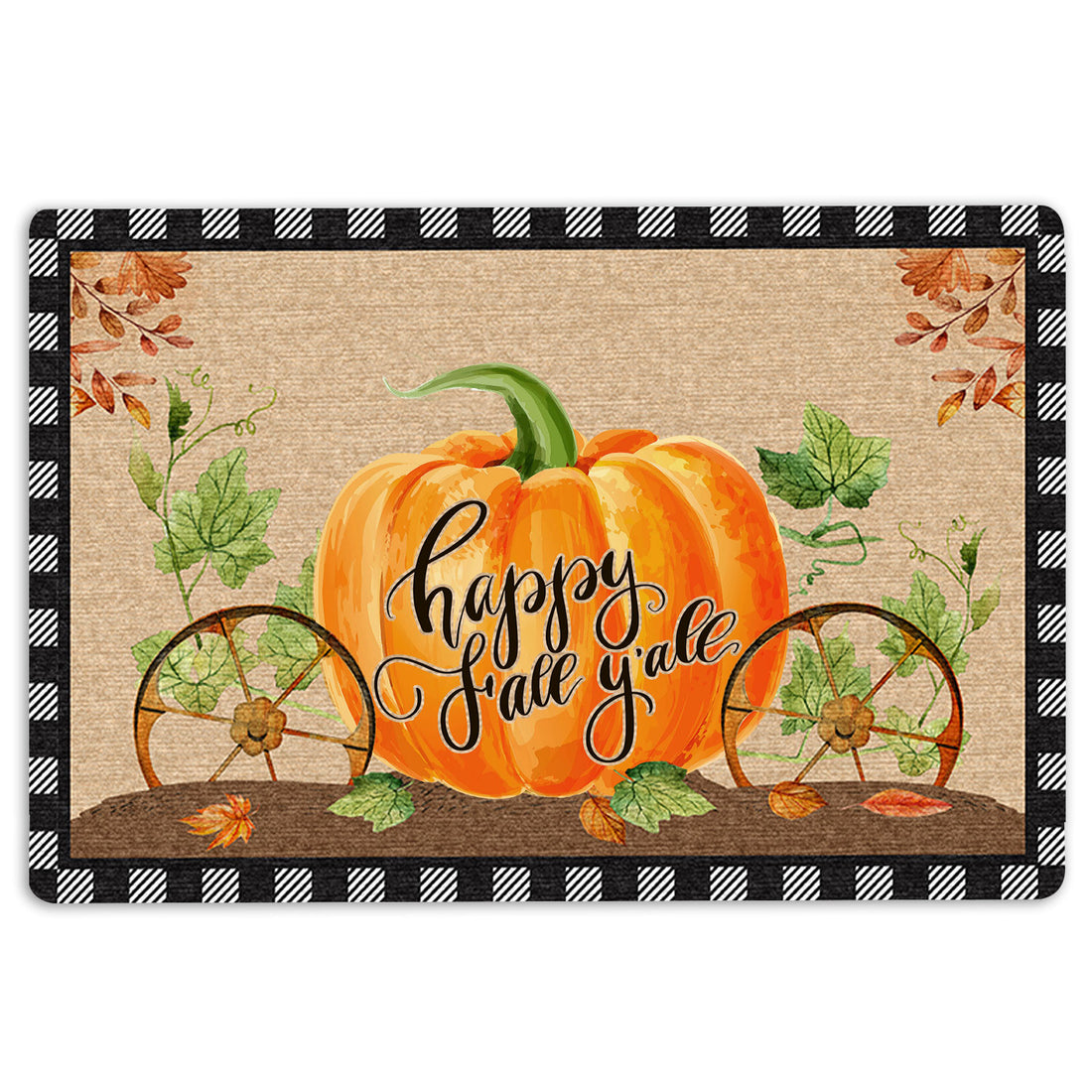 Ohaprints-Doormat-Outdoor-Indoor-Happy-Fall-Y'All-Pumpkin-Thanksgiving-Autumn-Rubber-Door-Mat-1581-18'' x 30''