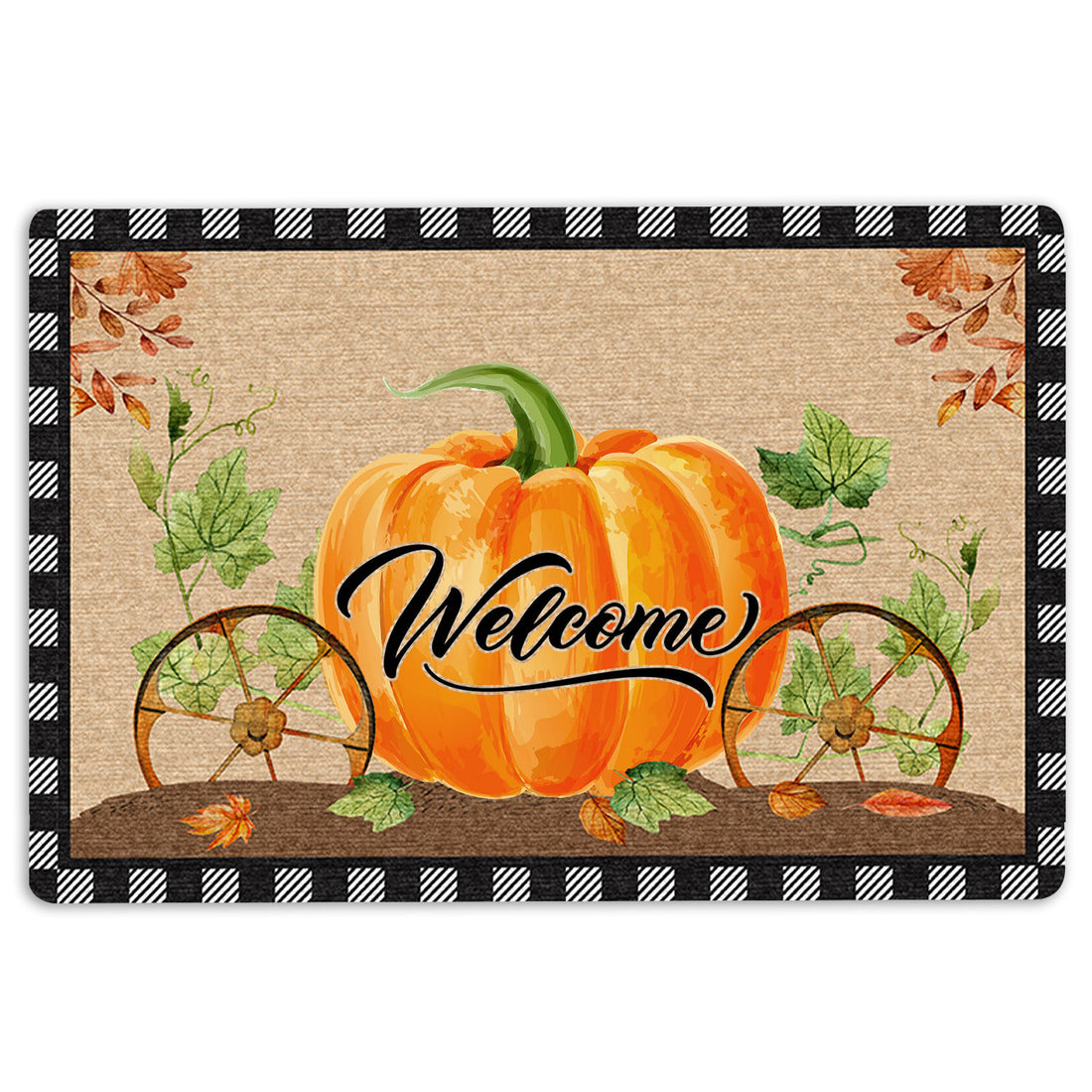 Ohaprints-Doormat-Outdoor-Indoor-Welcome-Pumpkin-Hello-Fall-Thanksgiving-Autumn-Lover-Pumpkins-Rubber-Door-Mat-1582-18'' x 30''