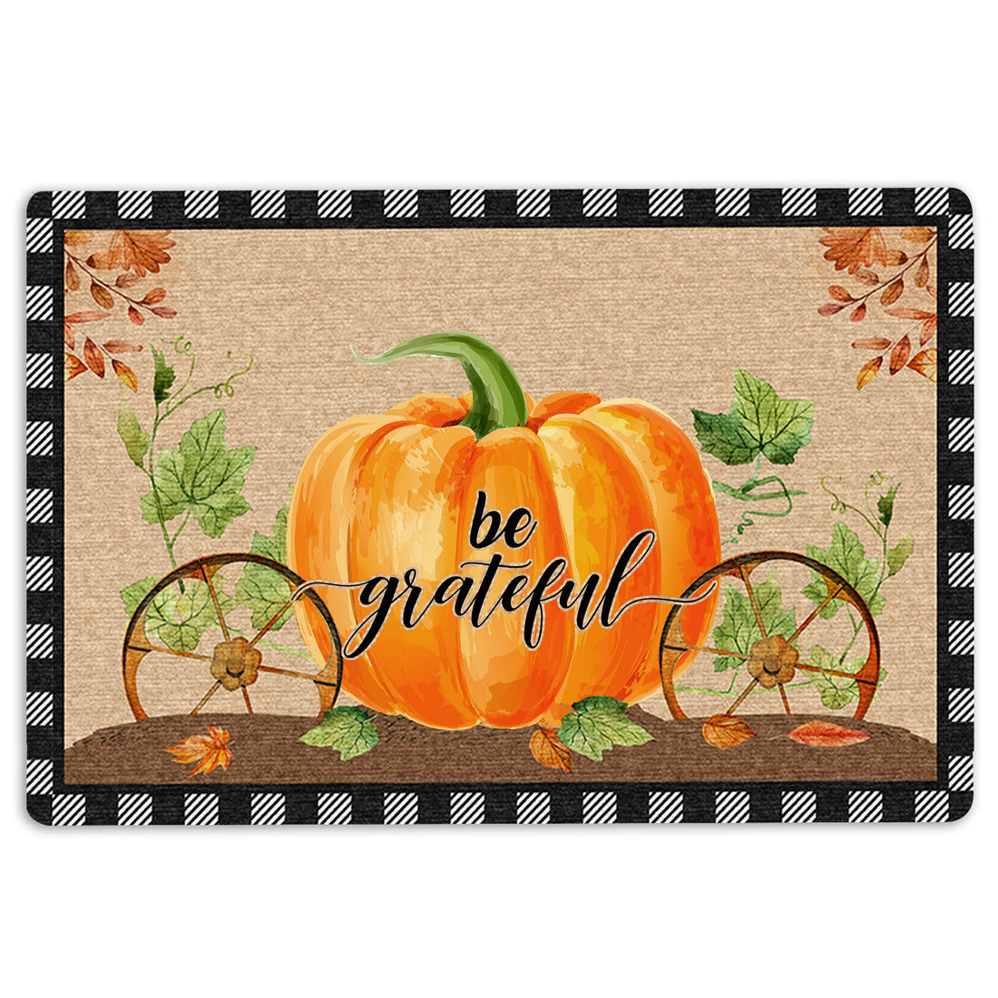 Ohaprints-Doormat-Outdoor-Indoor-Be-Grateful-Pumpkin-Thanksgiving-Hello-Fall-Autumn-Lover-Pumpkin-Rubber-Door-Mat-1583-18'' x 30''