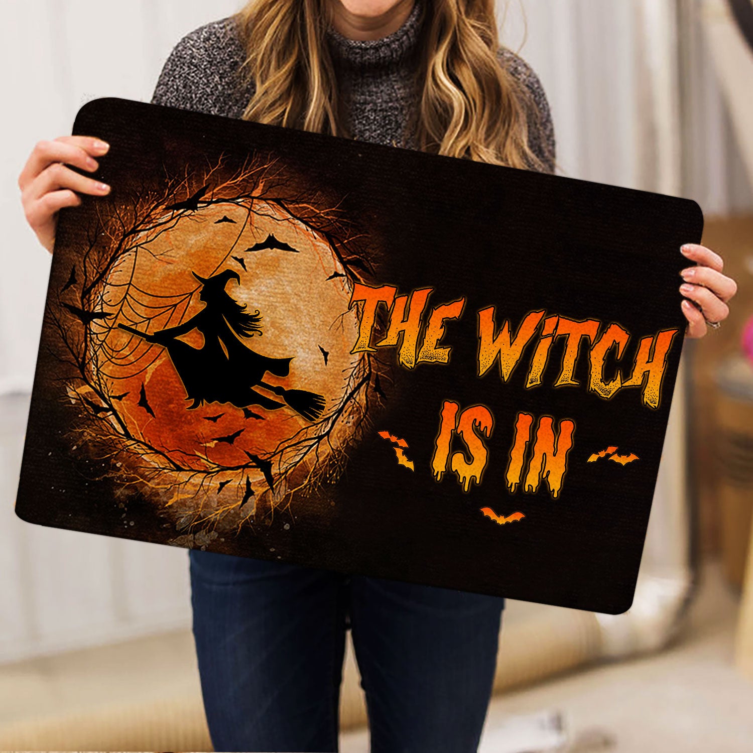 Ohaprints-Doormat-Outdoor-Indoor-Witch-Wizard-Halloween-Spell-Witches-Witch-The-Witch-Is-In-Rubber-Door-Mat-1584-