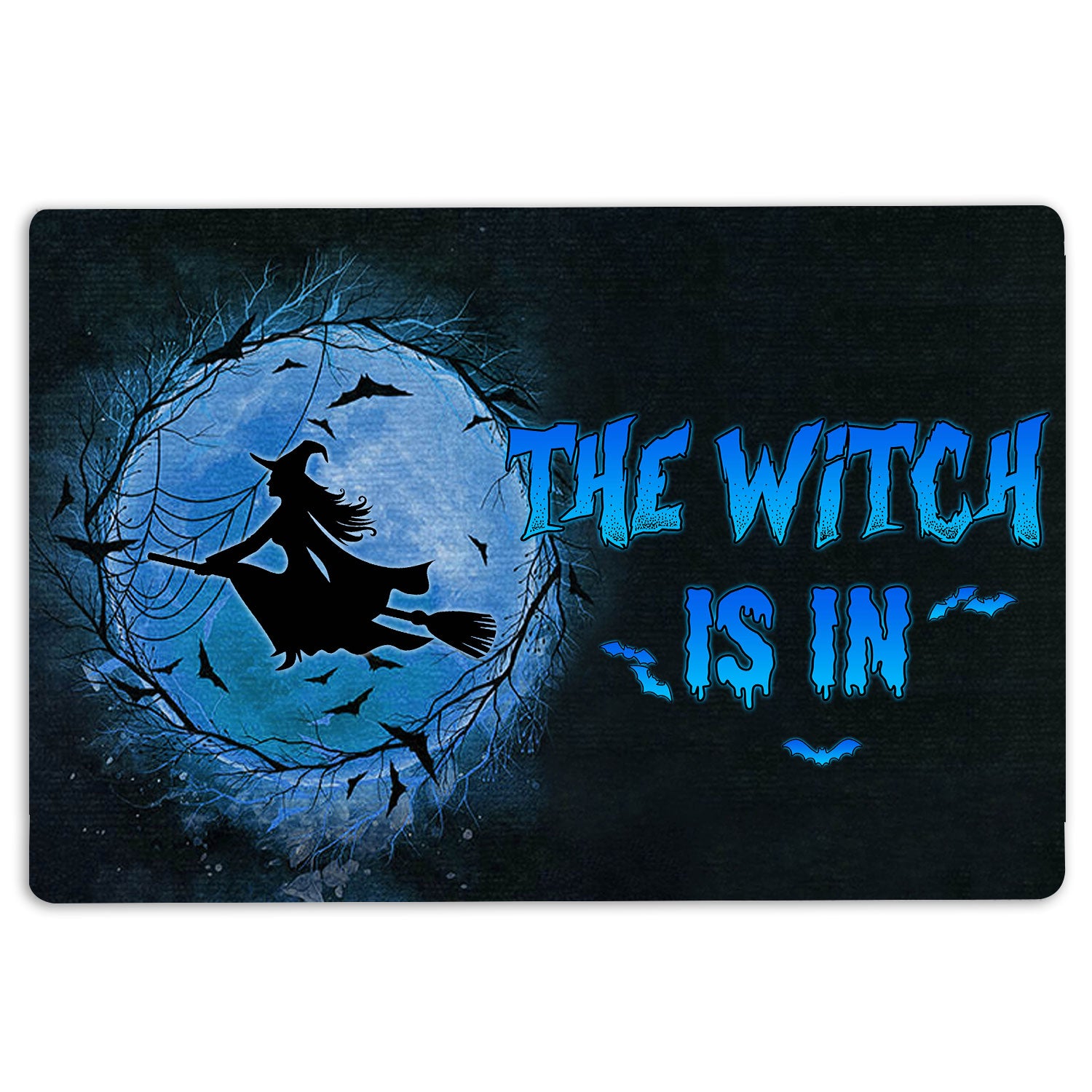 Ohaprints-Doormat-Outdoor-Indoor-Witch-Wizard-Halloween-Spell-Witches-The-Witch-Is-In-Blue-Moon-Rubber-Door-Mat-1585-18'' x 30''