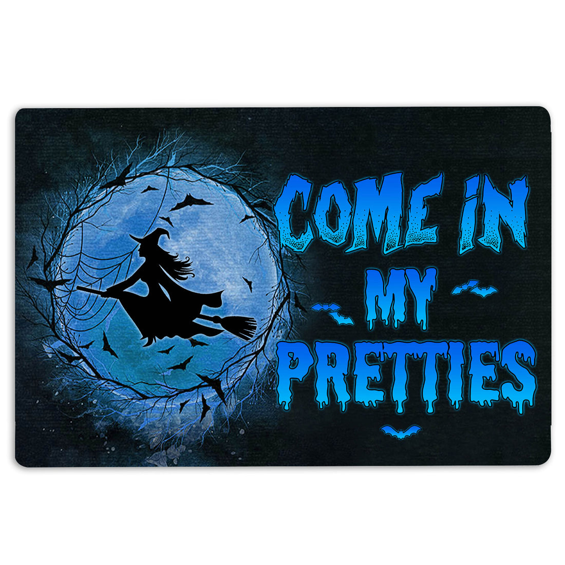 Ohaprints-Doormat-Outdoor-Indoor-Witch-Wizard-Halloween-Witches-Come-In-My-Pretties-Blue-Moon-Rubber-Door-Mat-1587-18'' x 30''