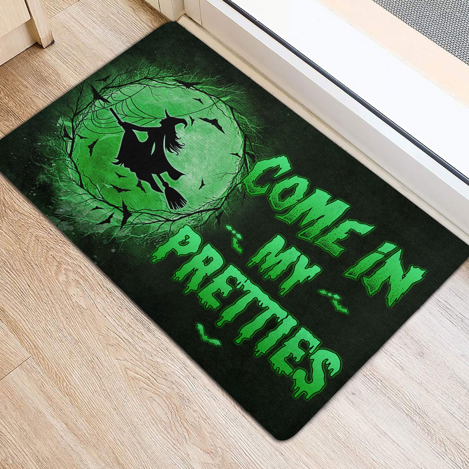 Ohaprints-Doormat-Outdoor-Indoor-Witch-Wizard-Halloween-Witches-Come-In-My-Pretties-Green-Moon-Rubber-Door-Mat-1588-