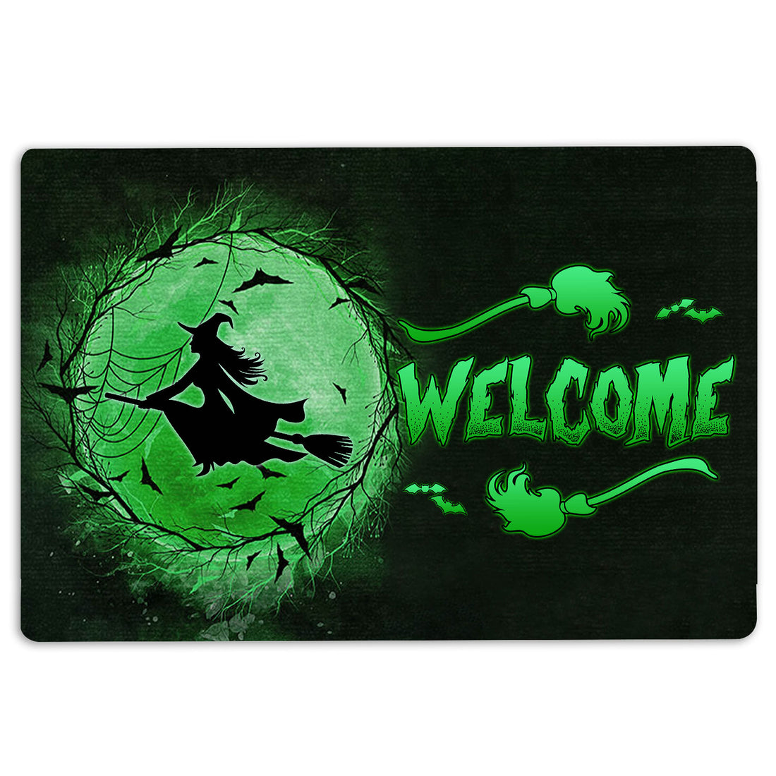 Ohaprints-Doormat-Outdoor-Indoor-Witch-Wizard-Halloween-Spell-Witches-Welcome-Green-Moon-Rubber-Door-Mat-1591-18'' x 30''