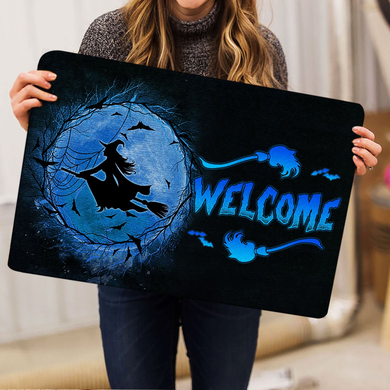 Ohaprints-Doormat-Outdoor-Indoor-Witch-Wizard-Halloween-Spell-Witches-Welcome-Blue-Moon-Rubber-Door-Mat-1592-